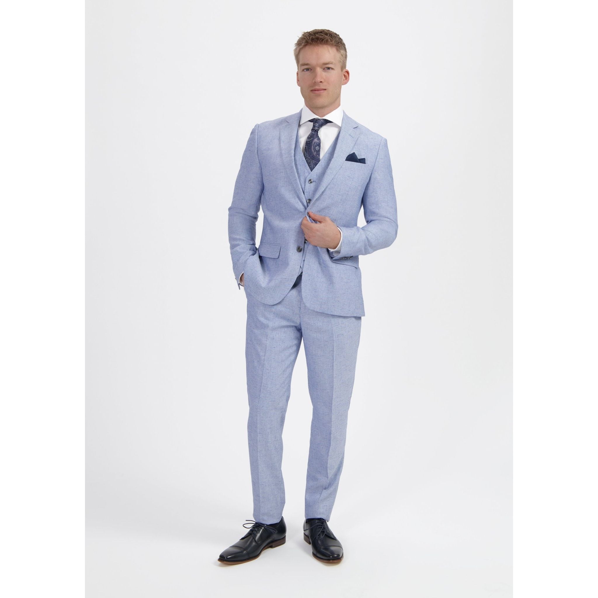 Pak linnenblend duifblauw 3 - delig - Gents