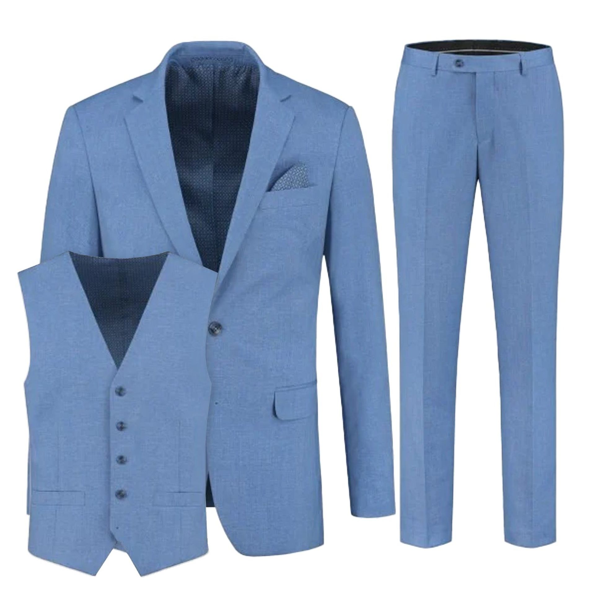 Pak linnenlook staalblauw 3 - delig - Gents