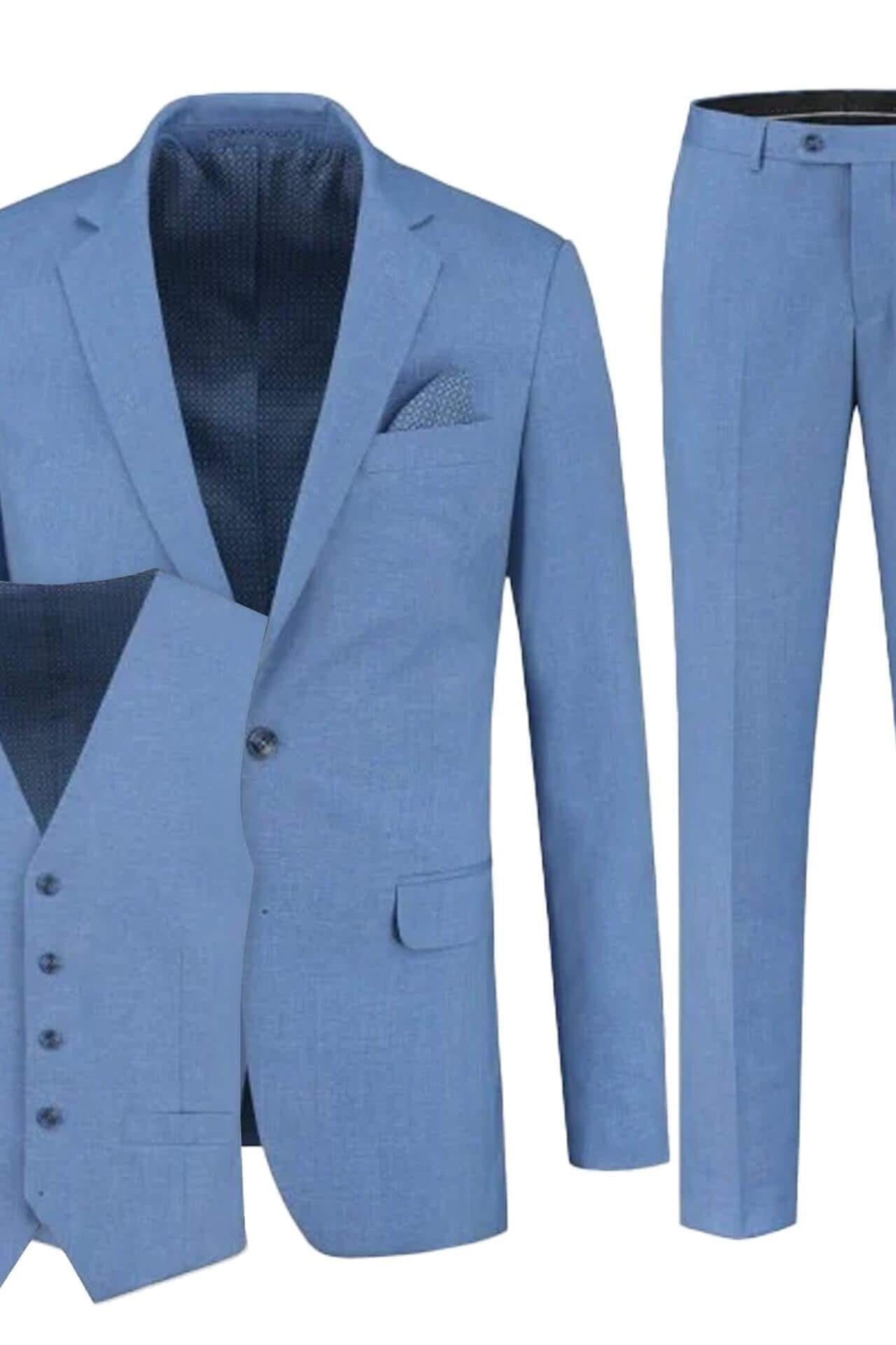 Pak linnenlook staalblauw 3 - delig - Gents