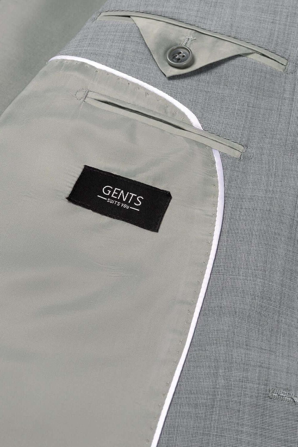 Pak melange Sheffield grijs binnenkant met label van GENTS en grijs melange stof.