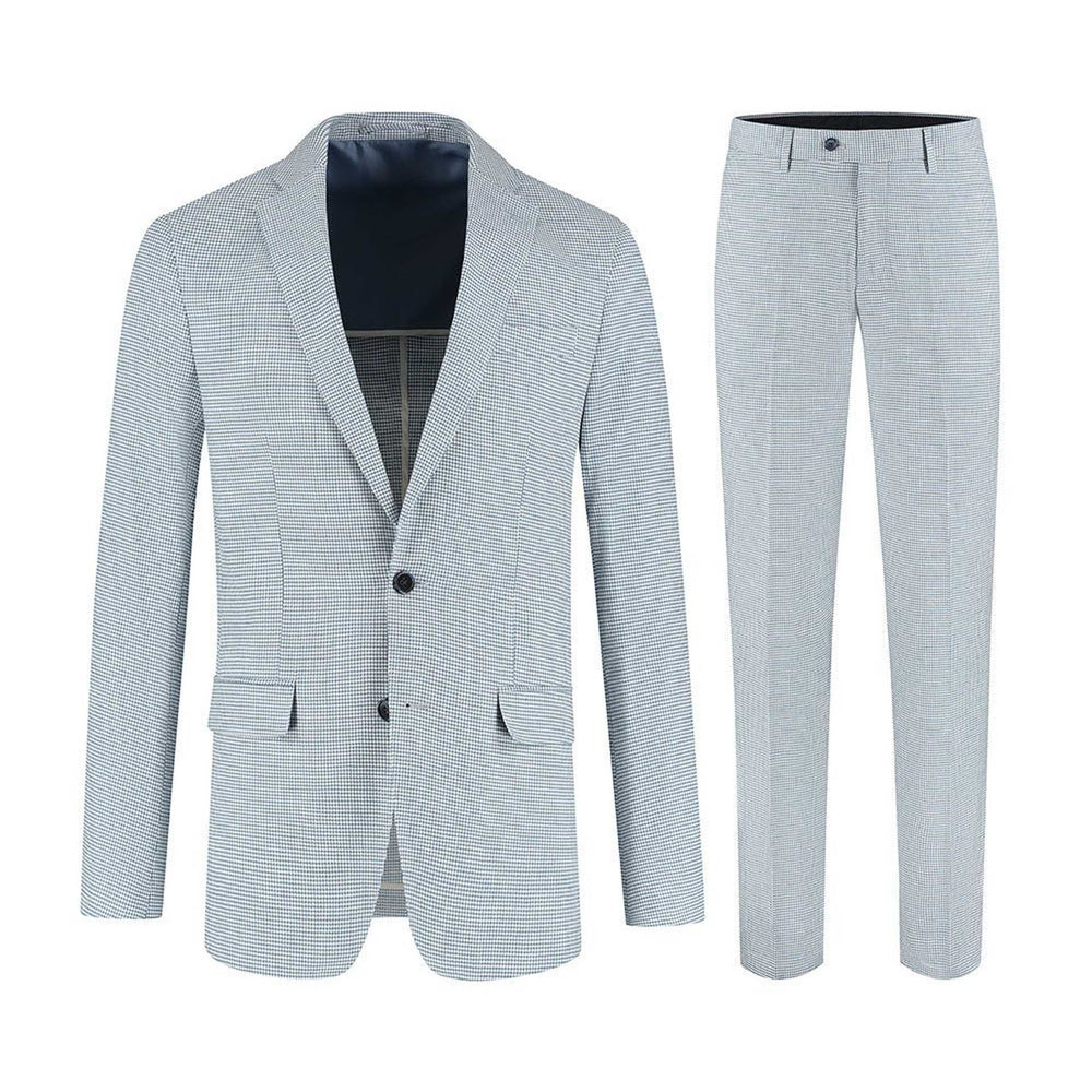 Pak pied - de - poule linnen - katoen blauw - Gents