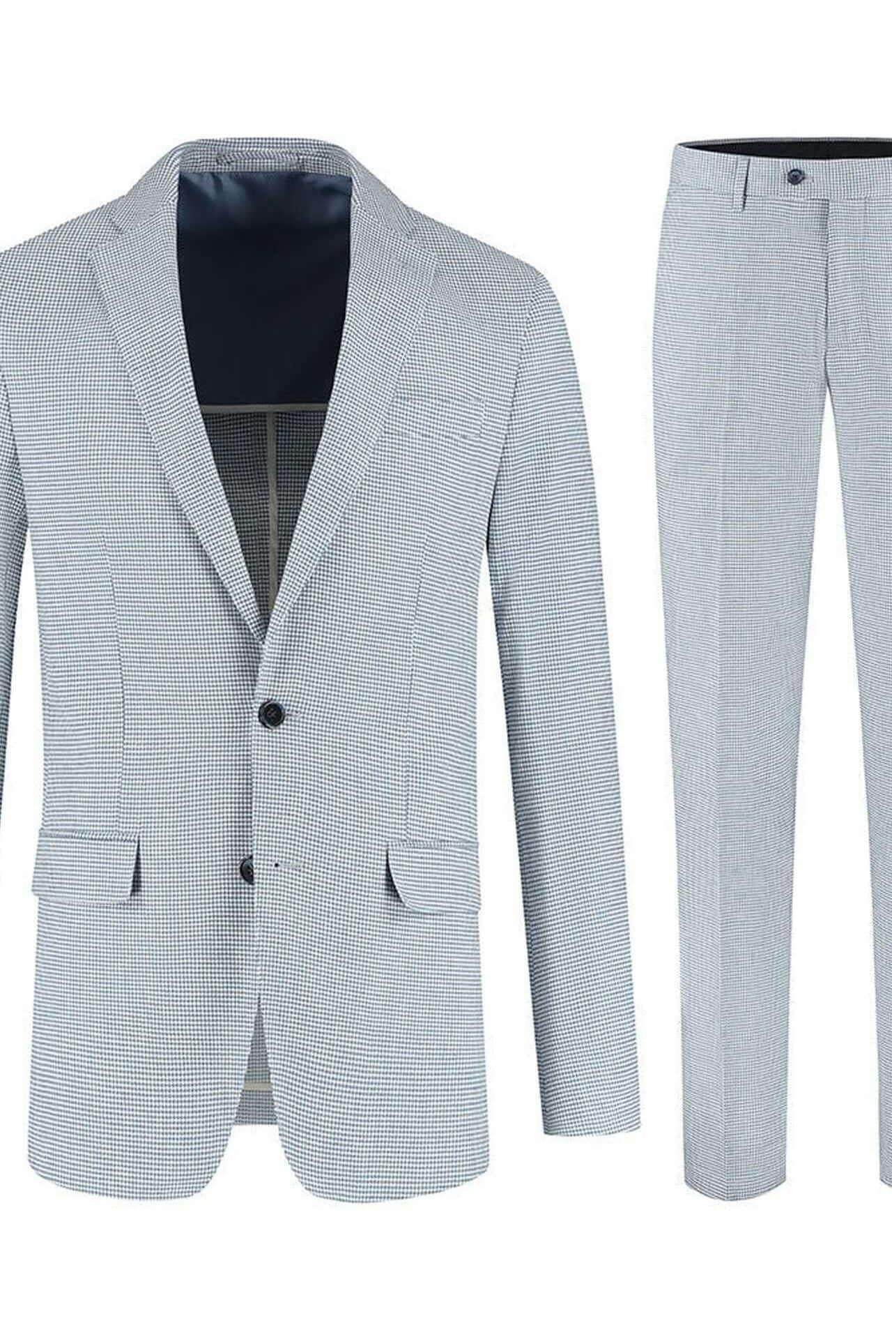 Pak pied - de - poule linnen - katoen blauw - Gents