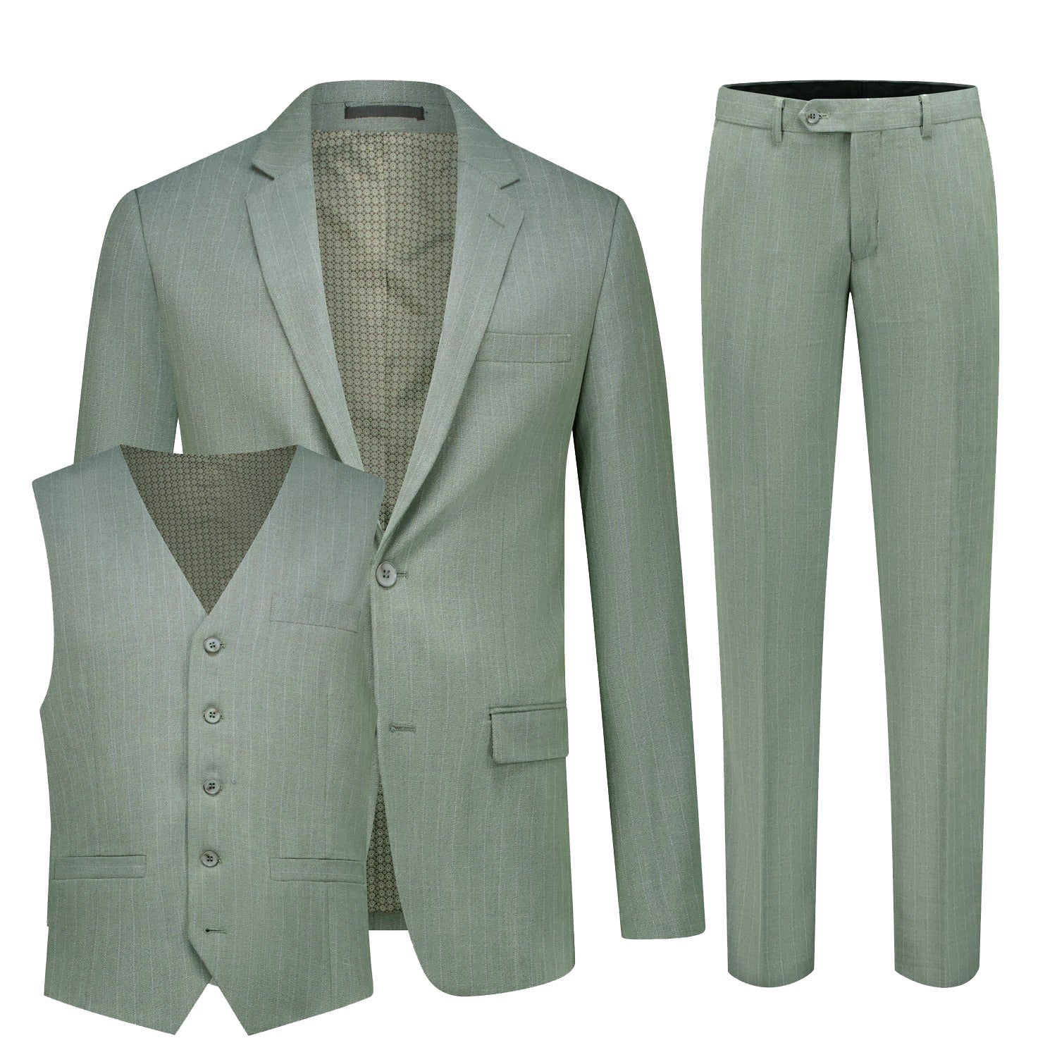 Pak pinstripe groen 3 - delig - Gents