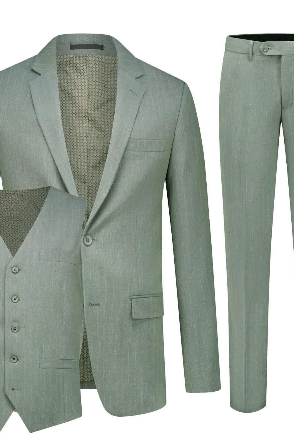 Pak pinstripe groen 3 - delig - Gents