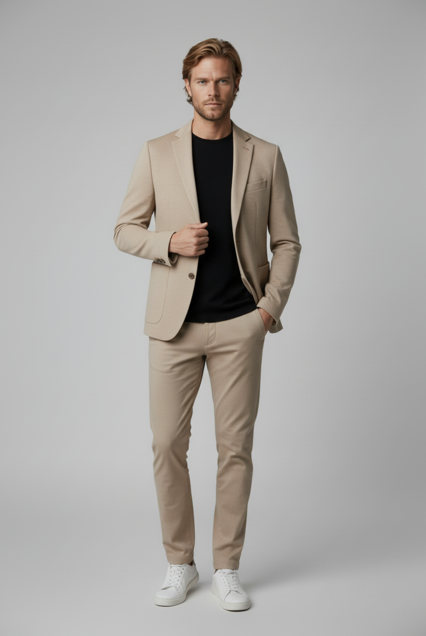 Pak 2-delig stretch beige