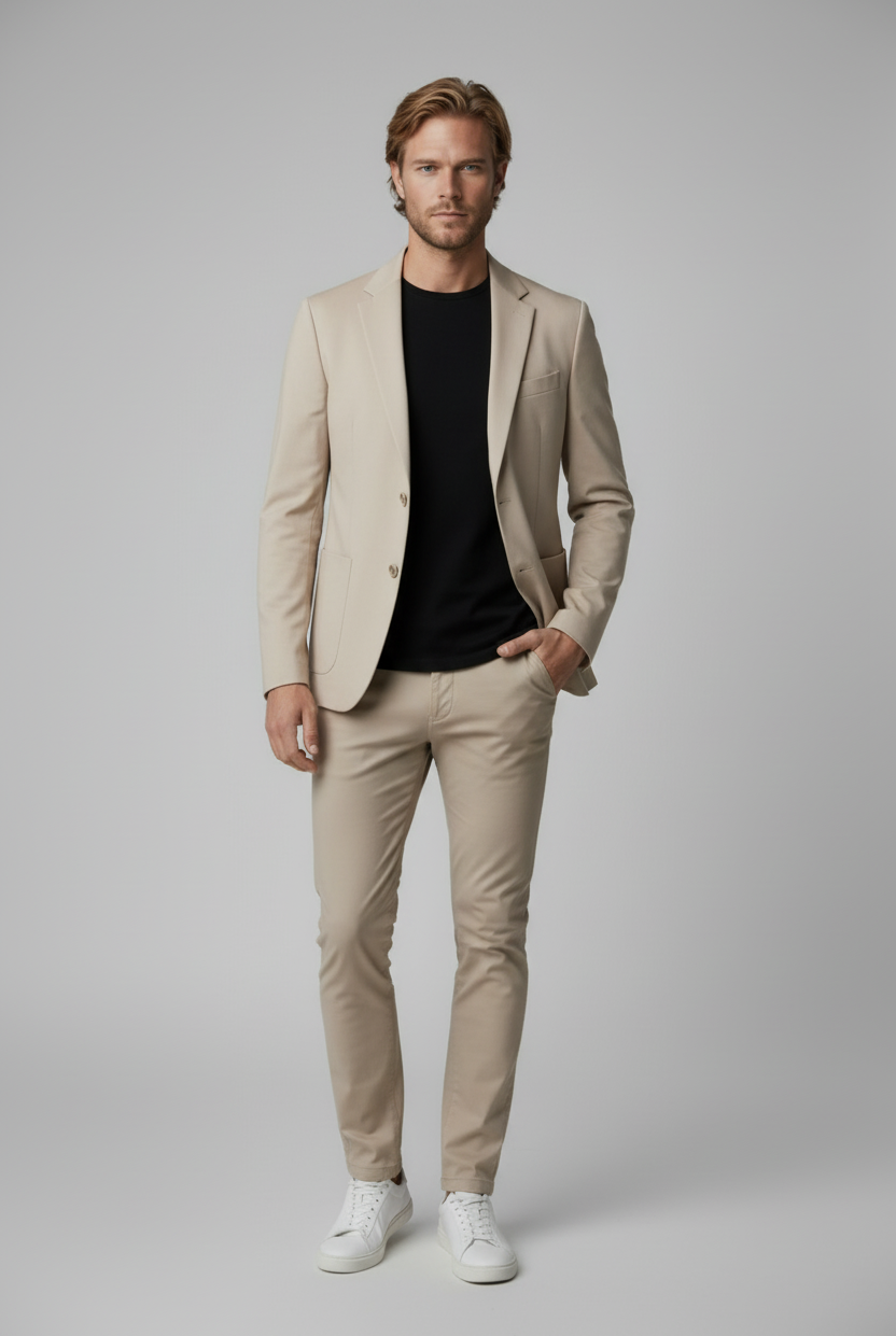 Pak 2-delig stretch beige