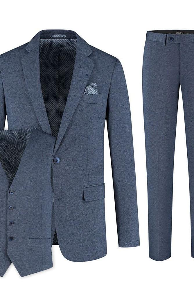 Pak Stretch Birdseye Blauw - 3 - delig - Gents