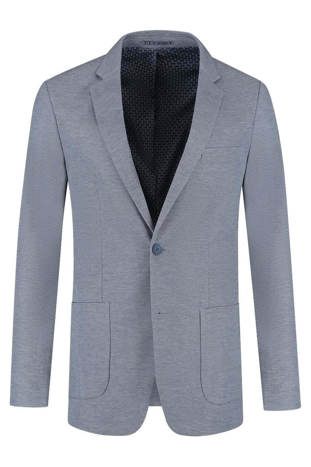 Pak stretch blauwgrijs 2-delig herenblazer in lichtblauwgrijs tint met open kraag