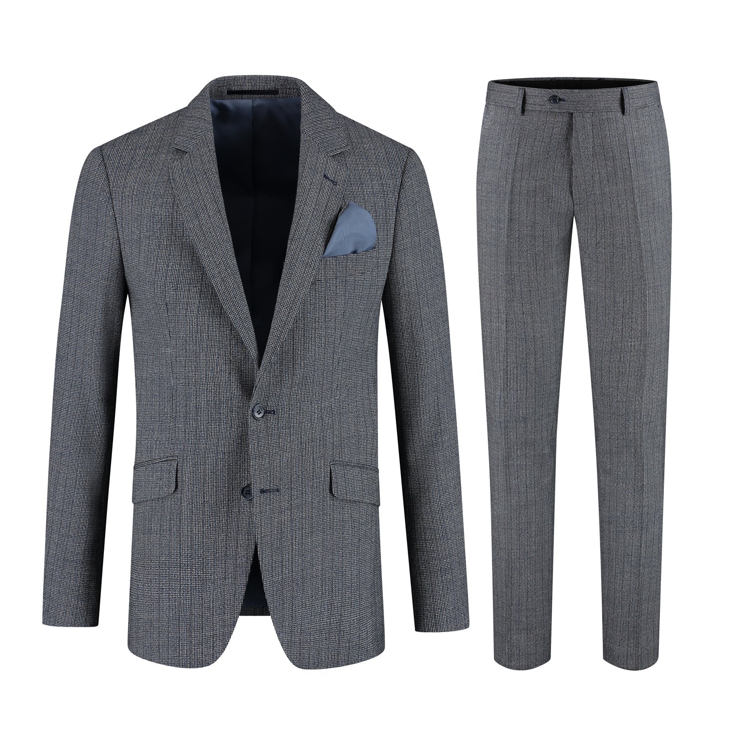 Pak wol tweed streep grijsblauw - Gents