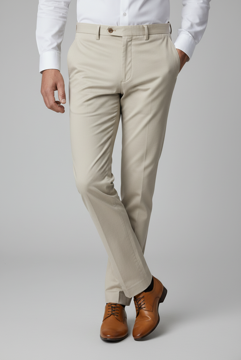 Pantalon stretchkatoen zand