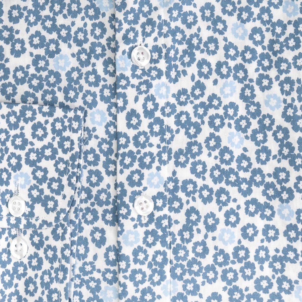 Print bloemetje grijs - blauw - Gents