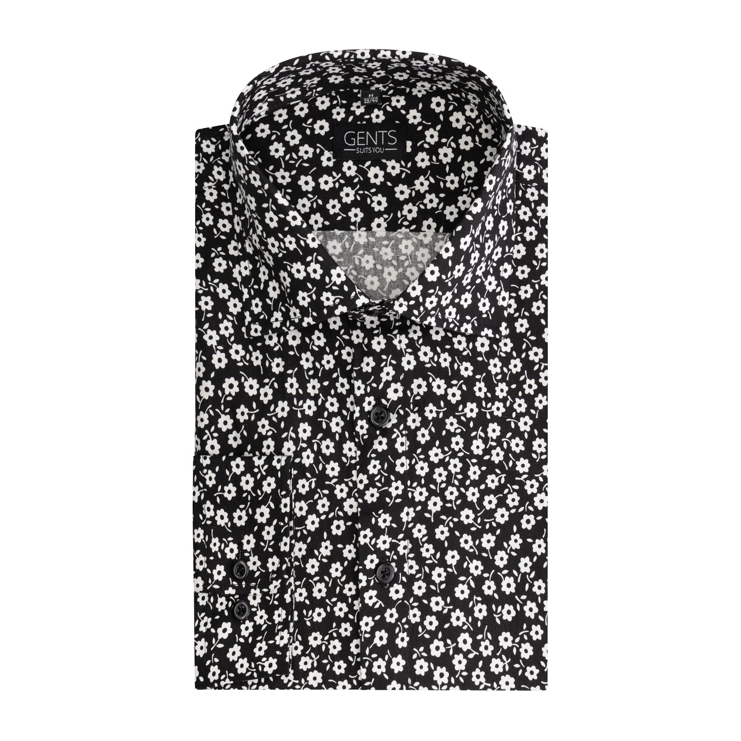 Print bloemetje zwart - wit - Gents