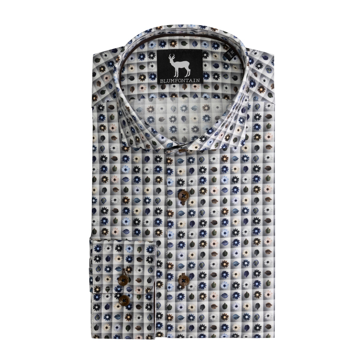 ruit - bloemprint grijs - Gents