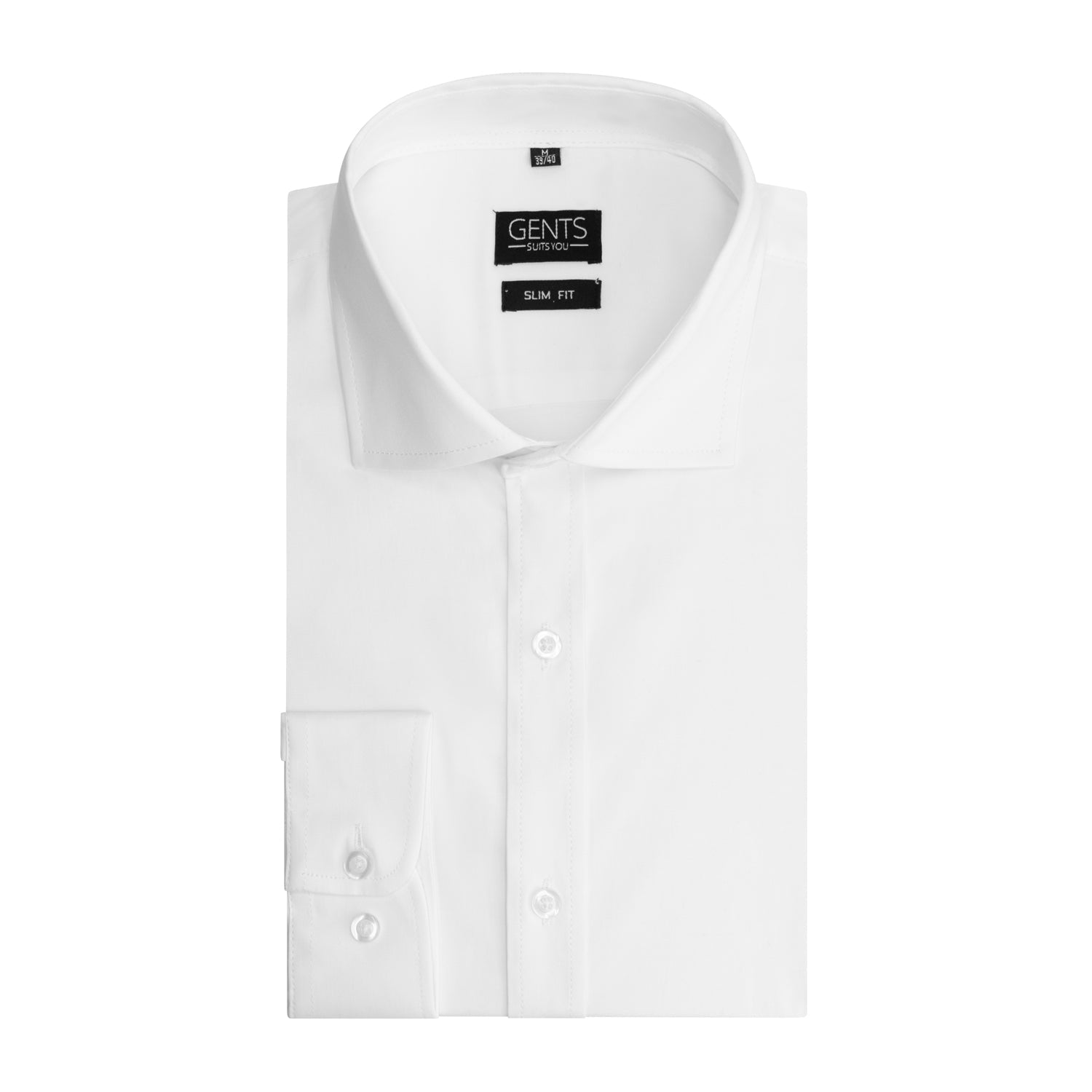 Slimfit bamboe structuur wit - Gents