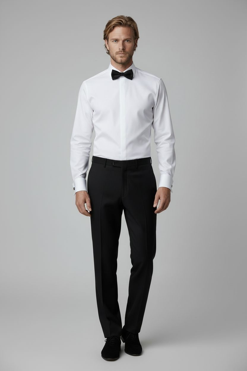 Smoking overhemd plat glad - volledig