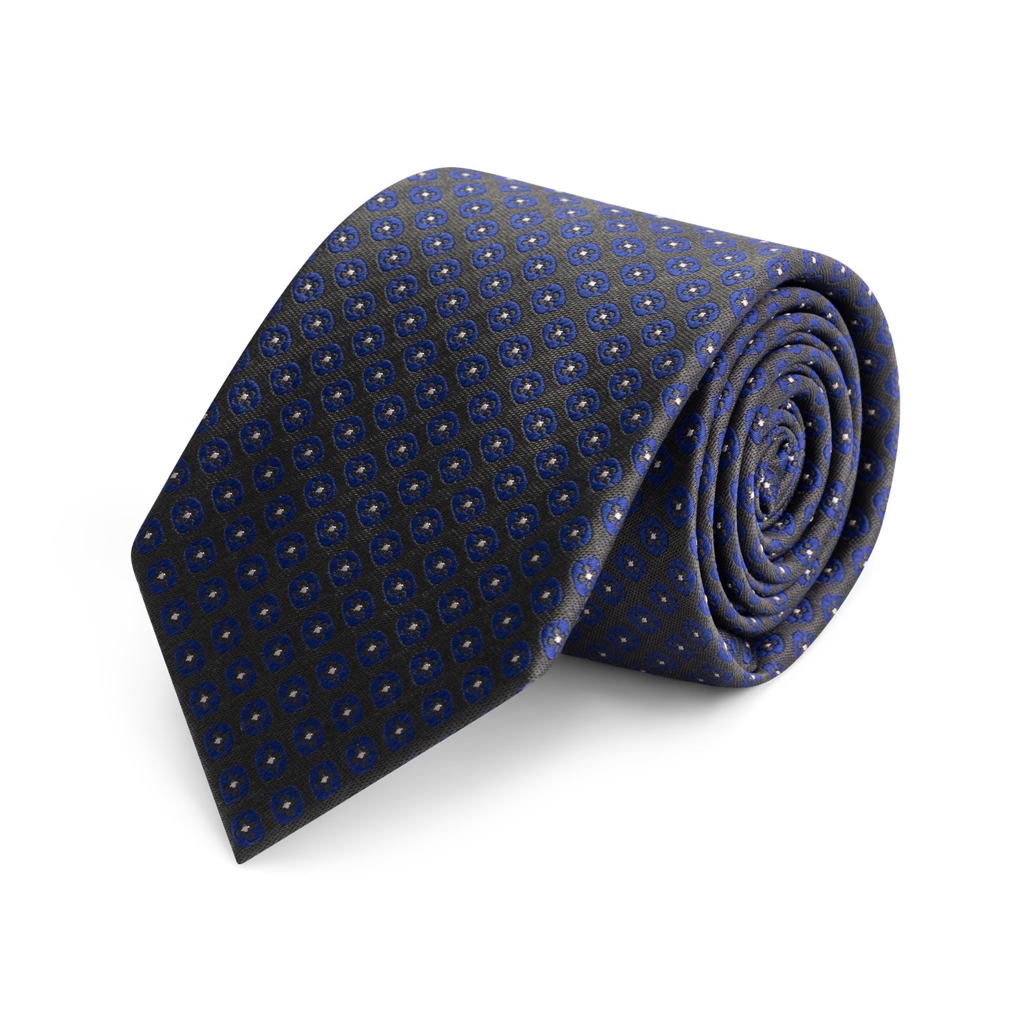 Stropdas zijde grijs/blauw met stip - Gents