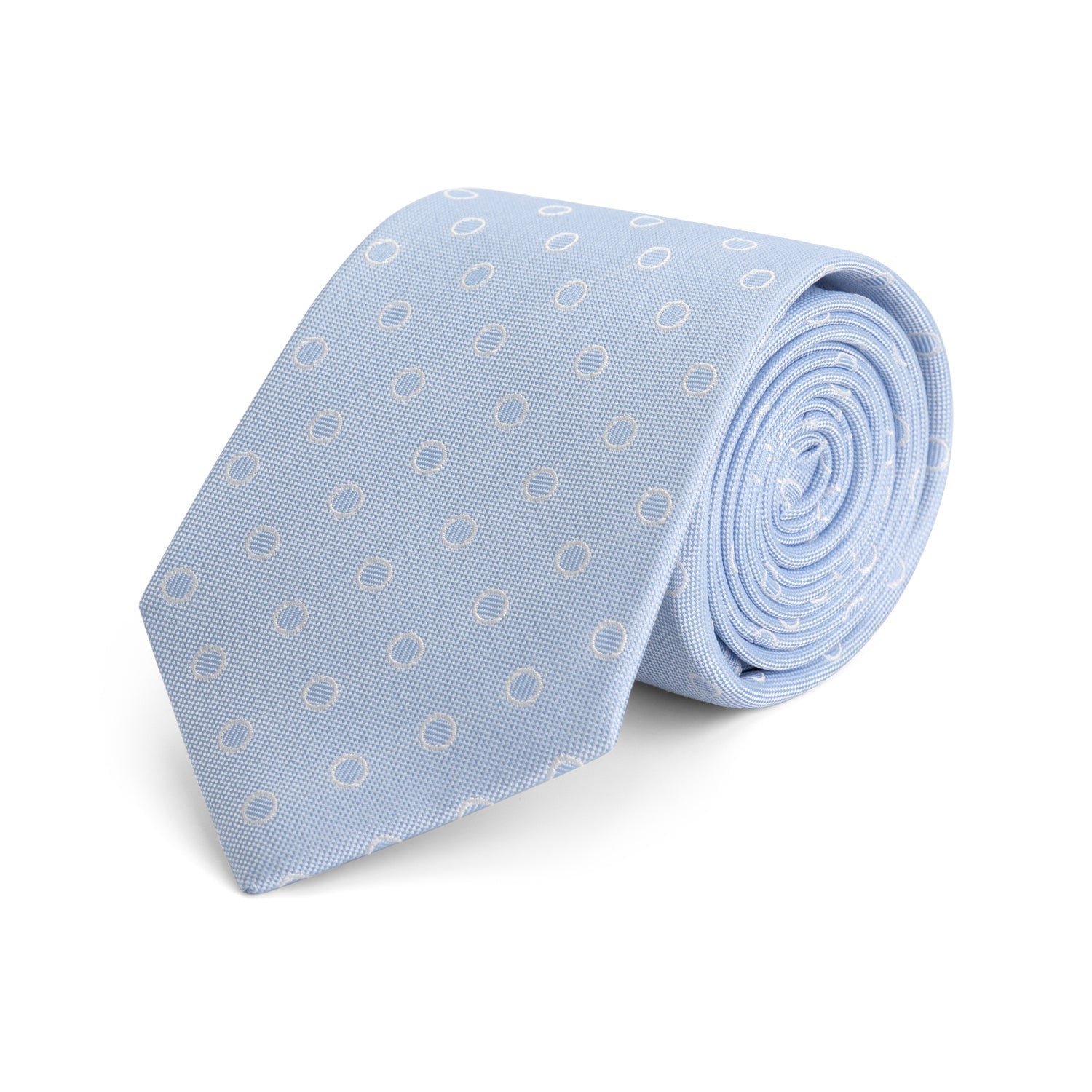 Stropdas zijde print cirkels lichtblauw zilver - Gents