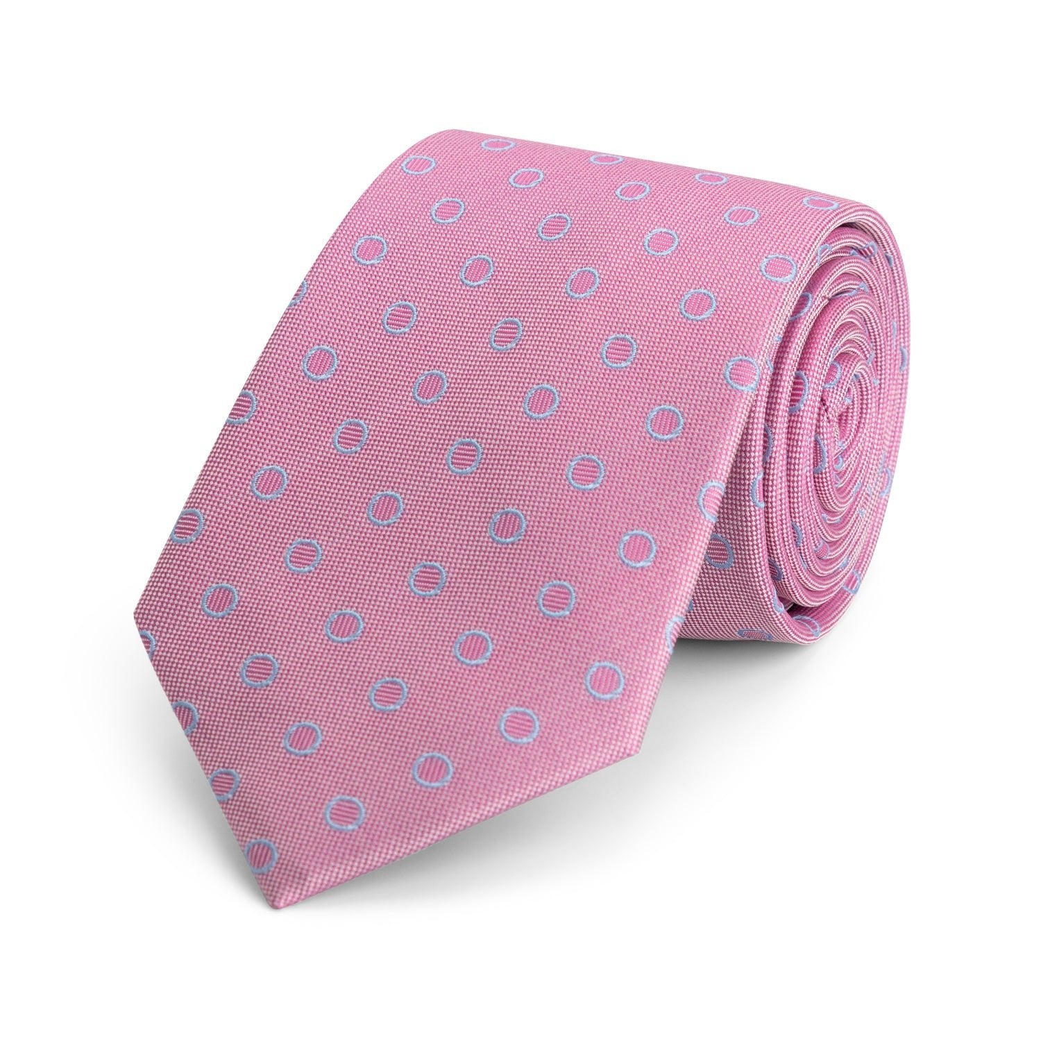Stropdas zijde print cirkels roze - blauw - Gents