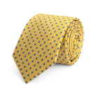 Stropdas zijde print stippel geel - blauw - Gents