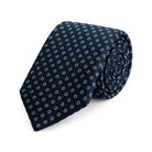 Stropdas zijde print stippel navy - zilver - Gents