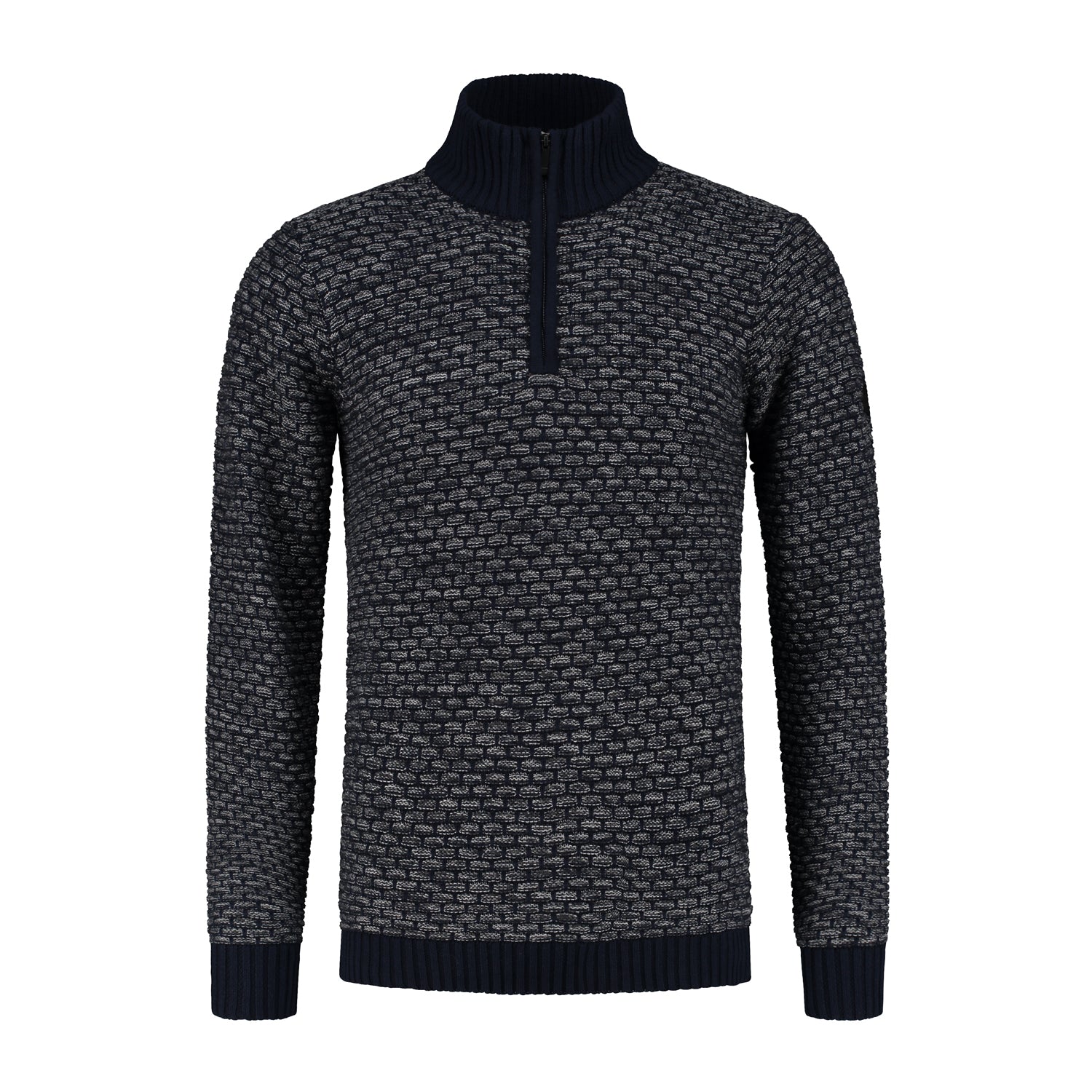 Trui halfzip structuur grijs - Gents