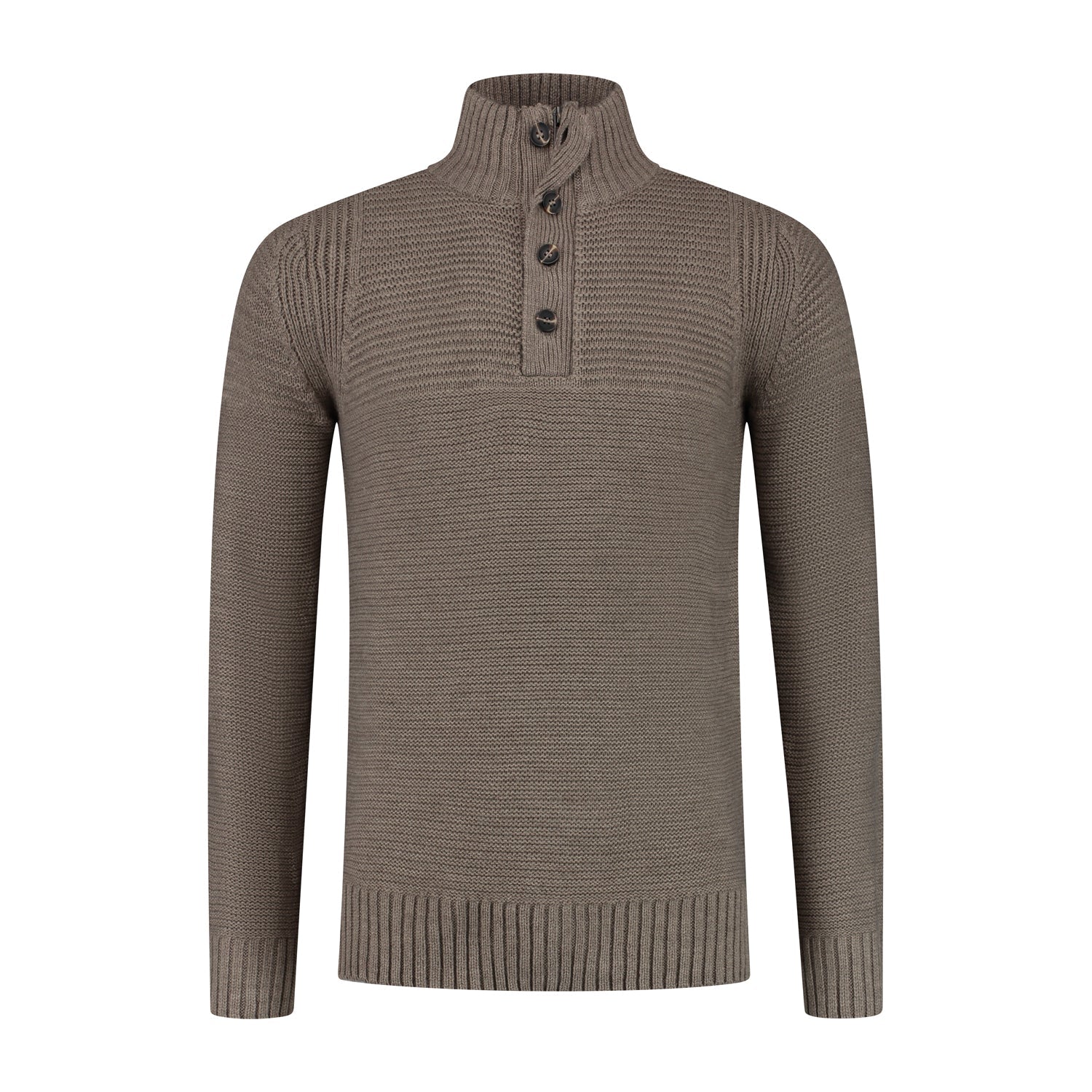 Trui rits - knopen bruin - Gents