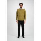 Trui ronde hals mosterd wol - Gents