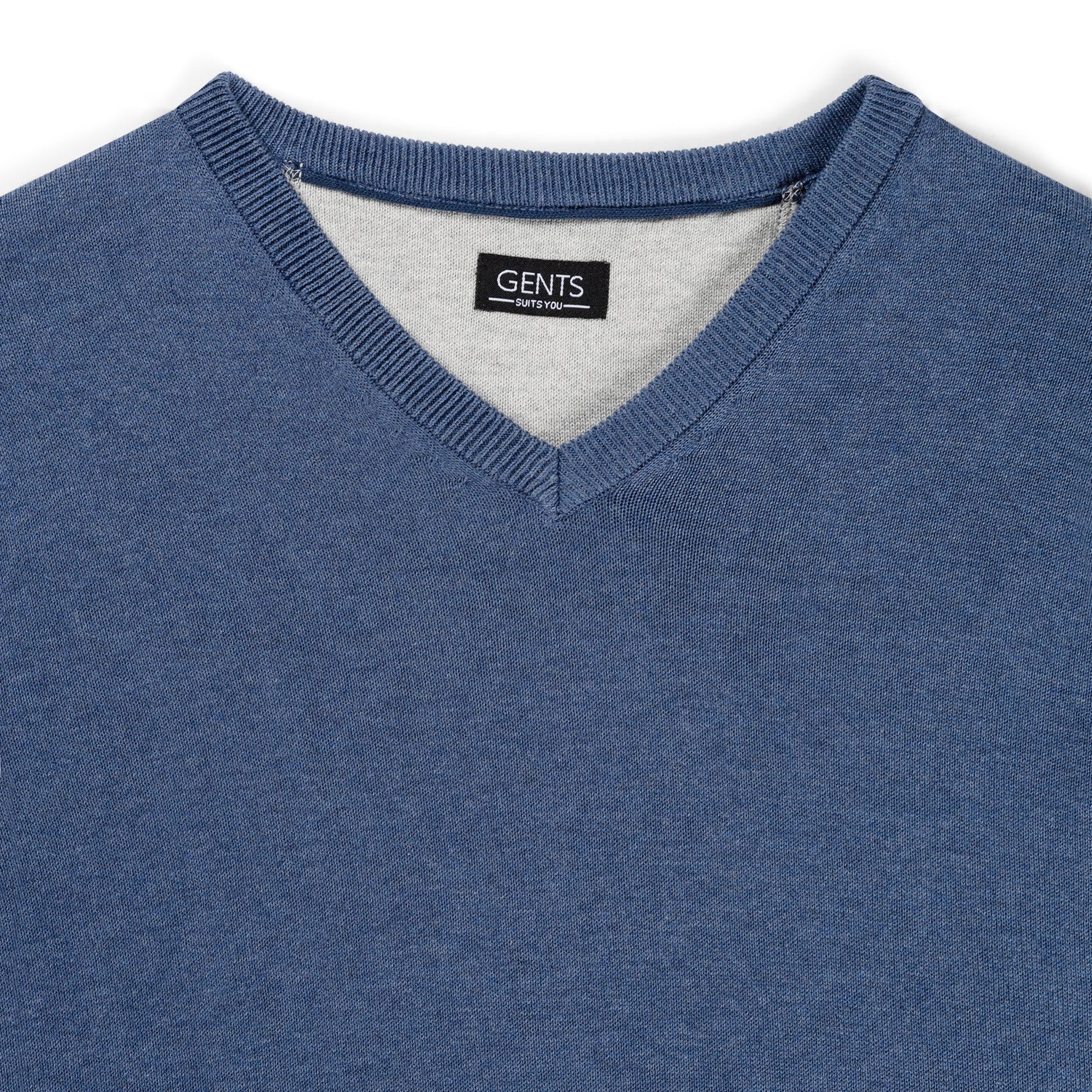 Trui V - hals softcotton blauw - Gents