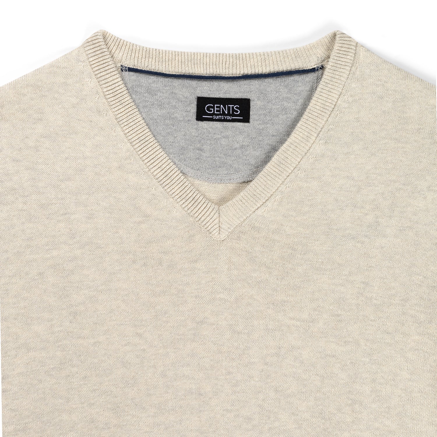 Trui V - hals softcotton zand - Gents