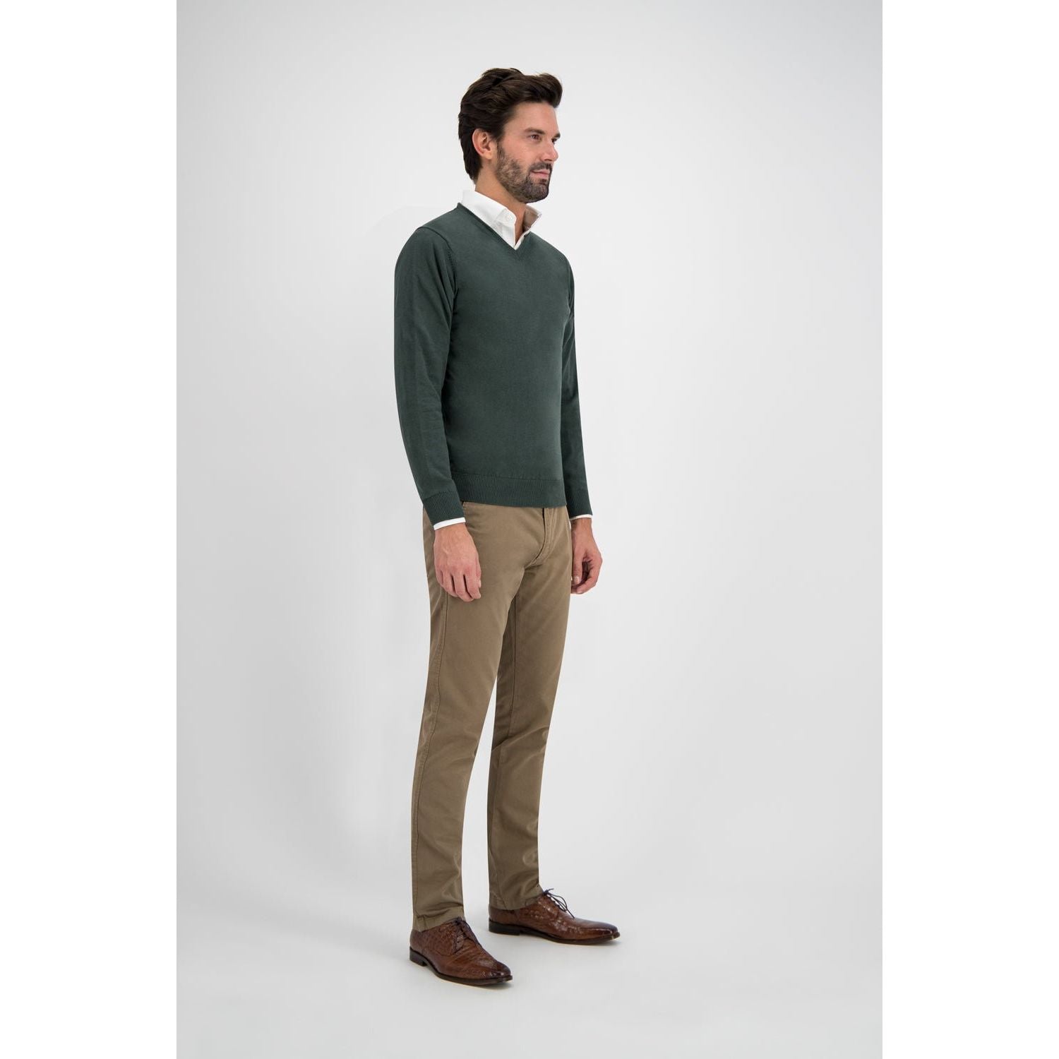 V - neck melange groen - Gents