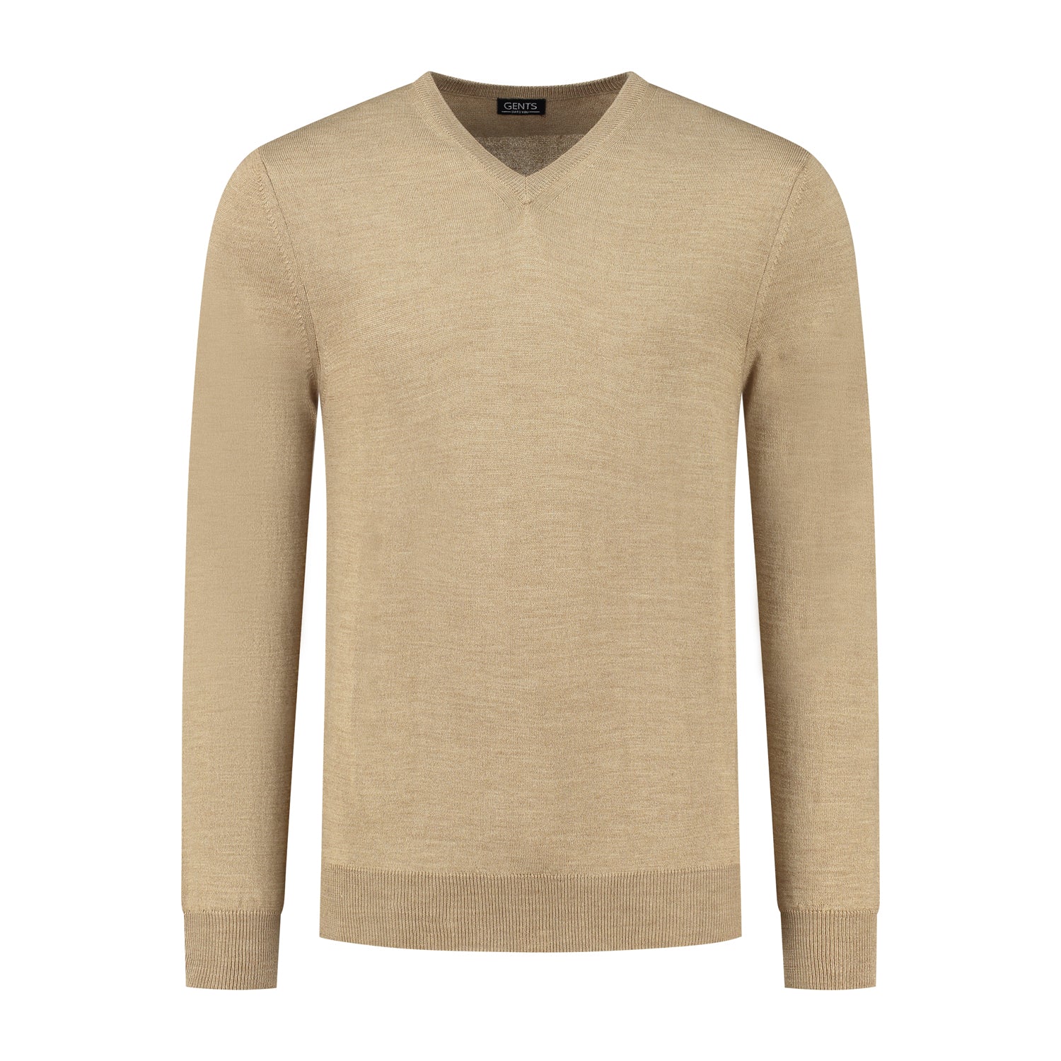 V - neck merinoblend camel - Gents