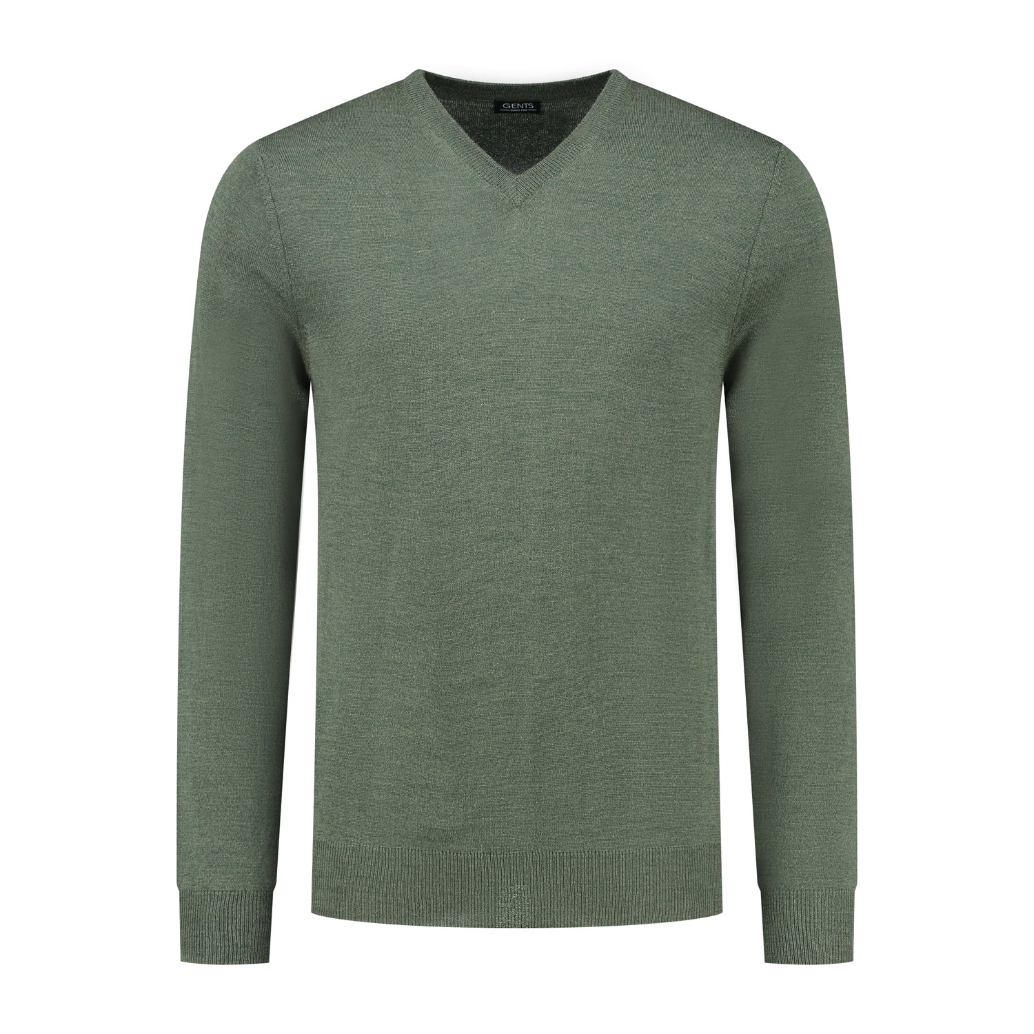 V - neck merinoblend groen - Gents