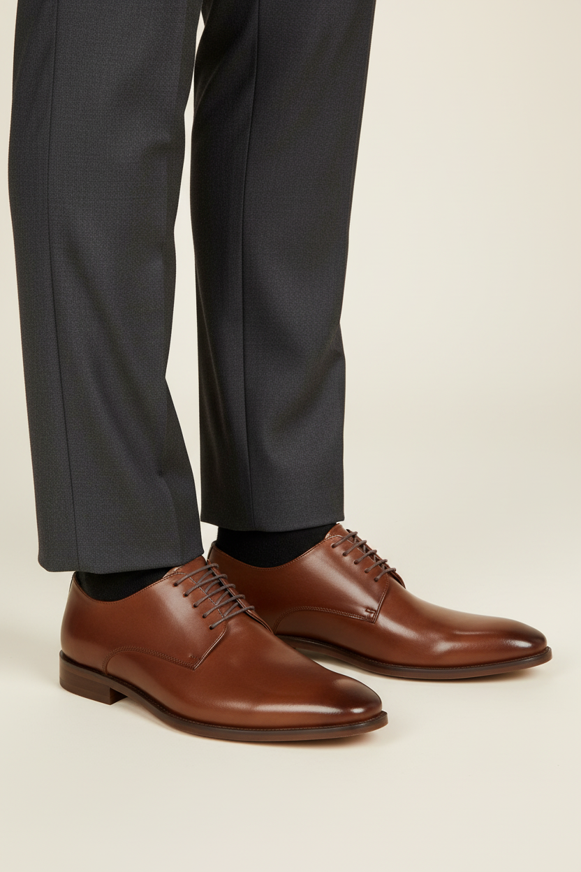 Veterschoen glad tan met broek