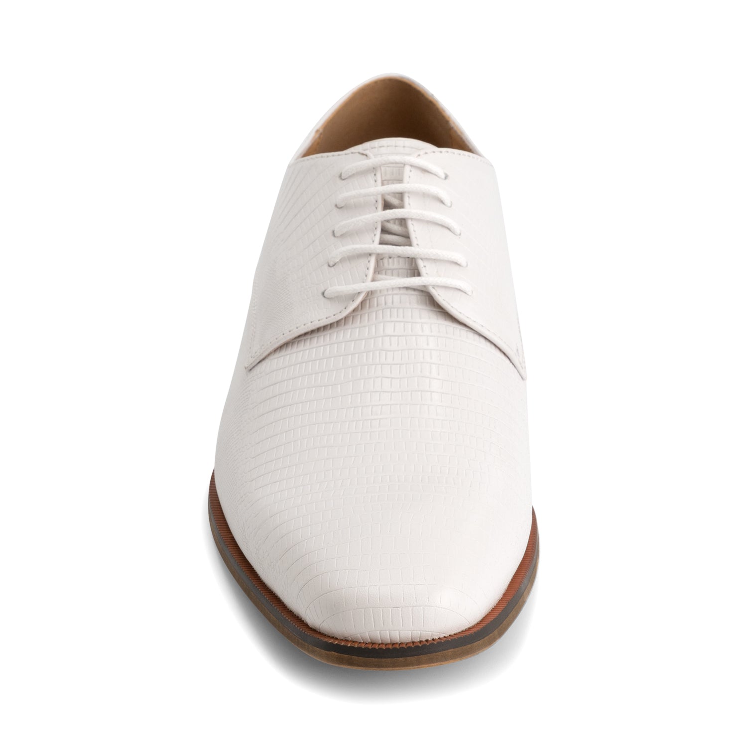 Veterschoen leer structuur wit - Gents