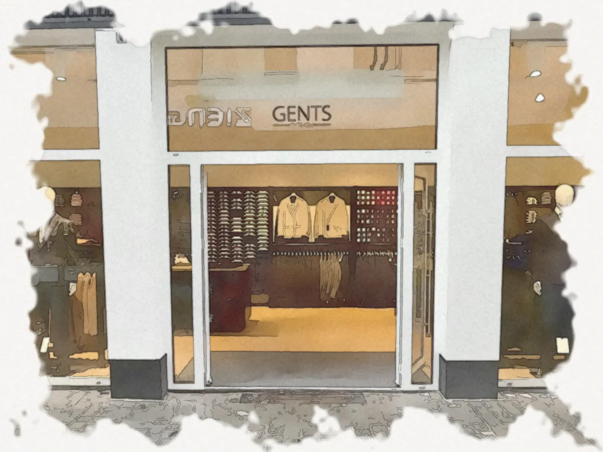 Watercolour of the GENTS Breda storefront