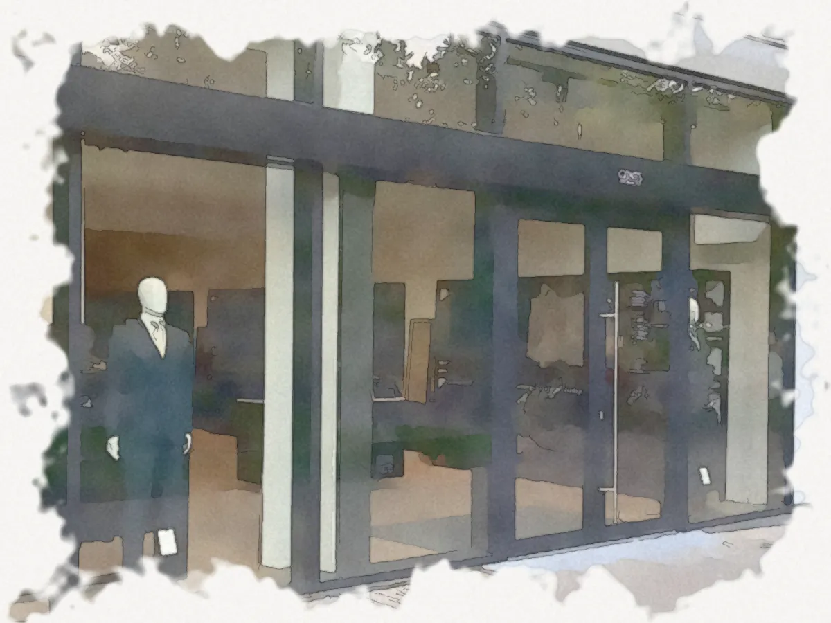 Watercolour of the GENTS Tilburg storefront