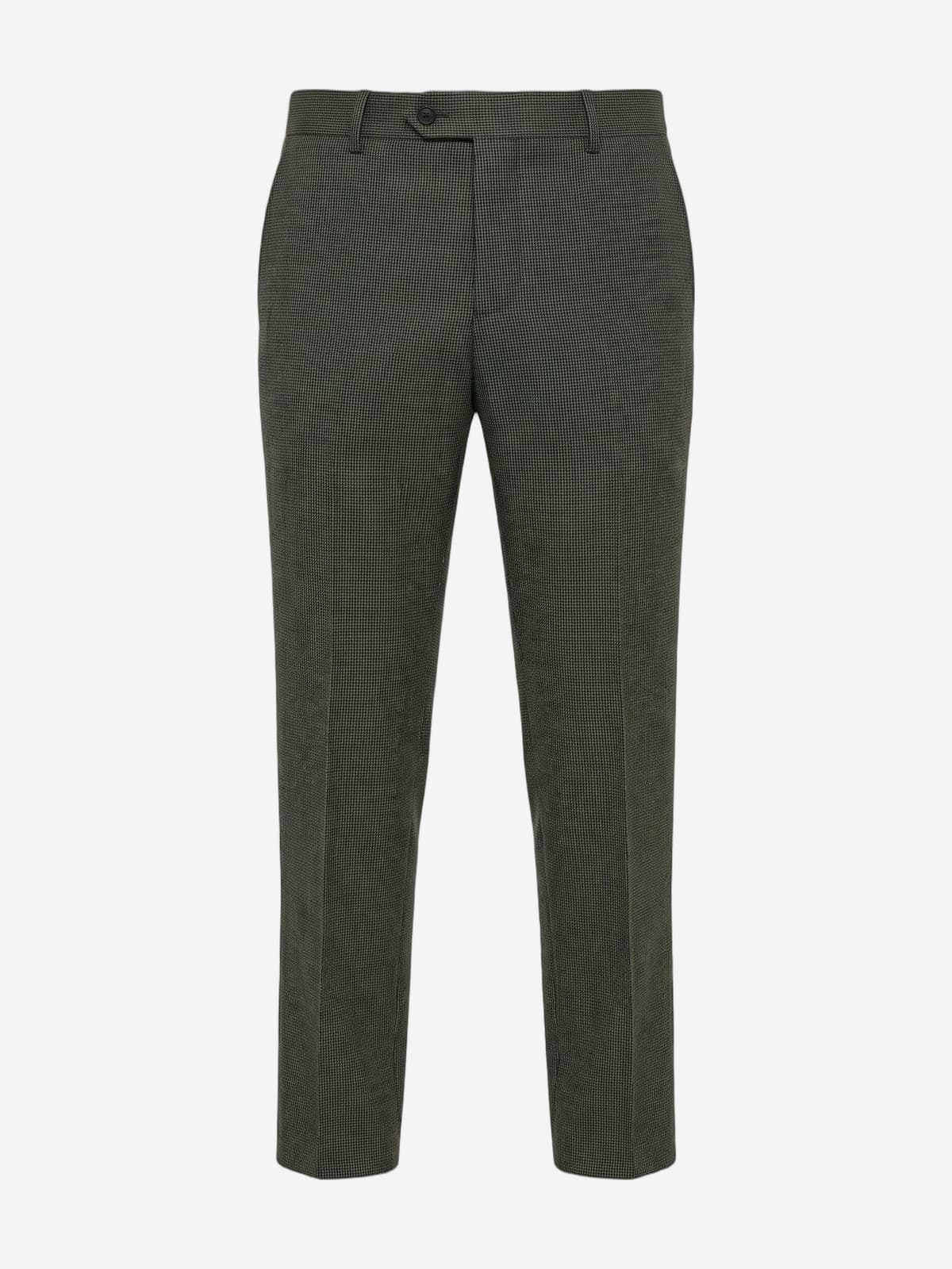 Pak wol houndstooth grijs-groen — broek voorkant