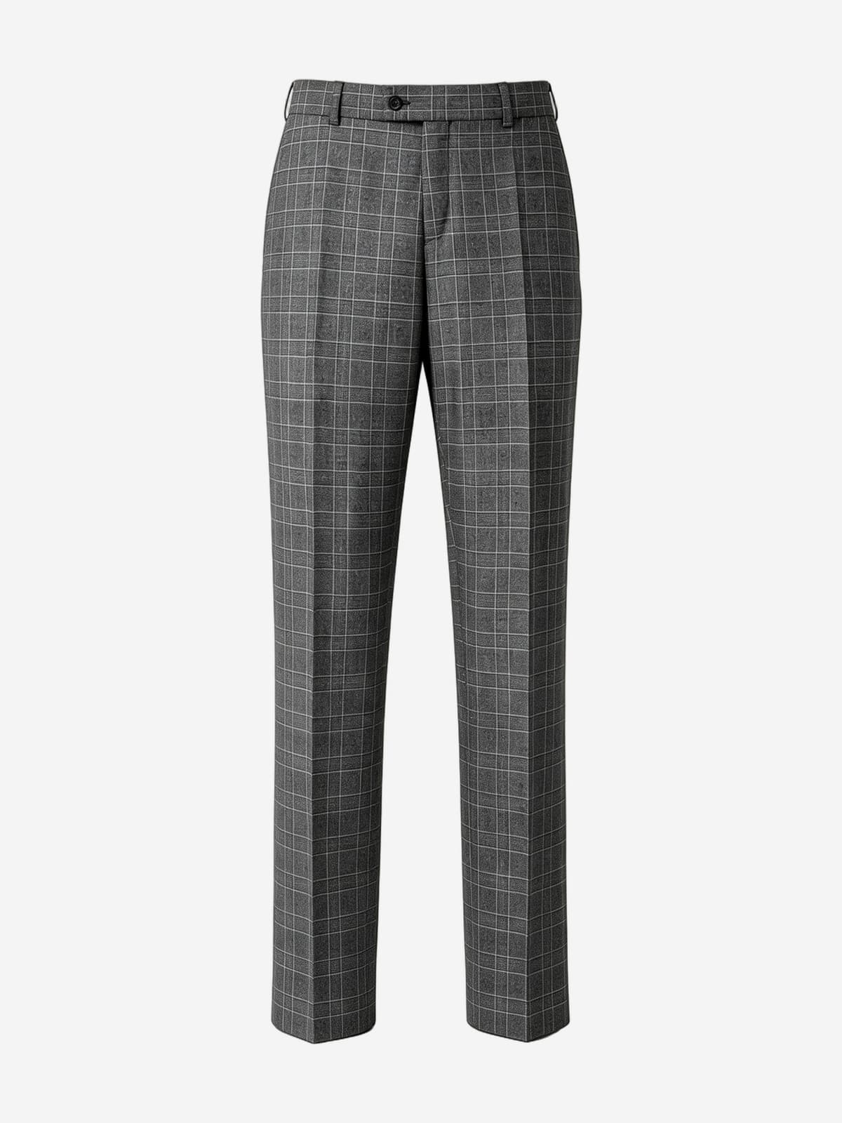 Pak wol windowpane grijs — broek voorkant