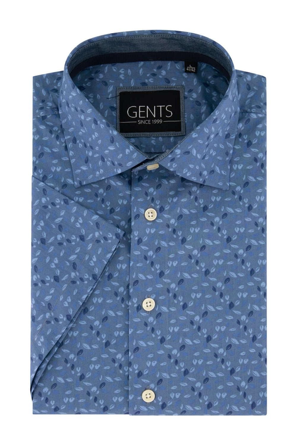 GENTS Kurzarm Blattdruck Blau — afbeelding 2