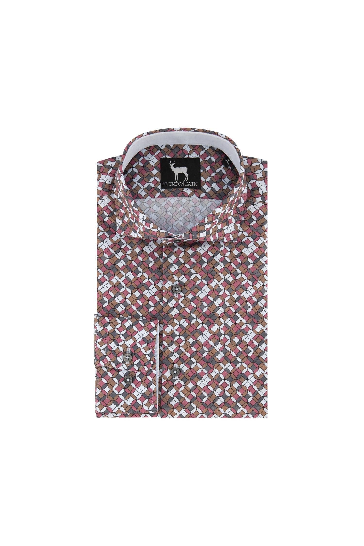 Blumfontain ml7 retro print multicolor katoenen overhemd met geometrische retroprint, stijlvol en veelzijdig.