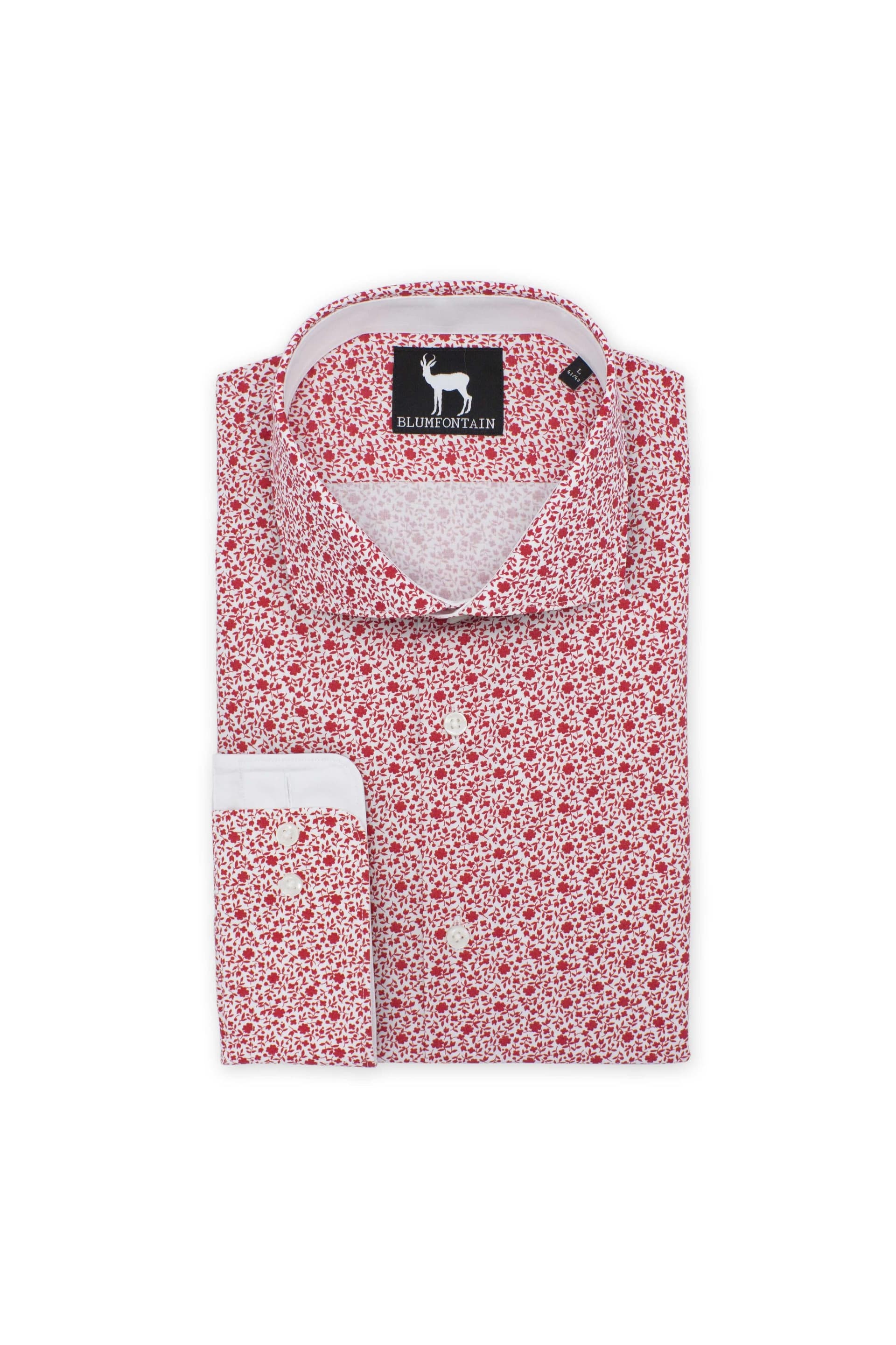 Hemd Blumfontain print bloem wit-rood — afbeelding 3