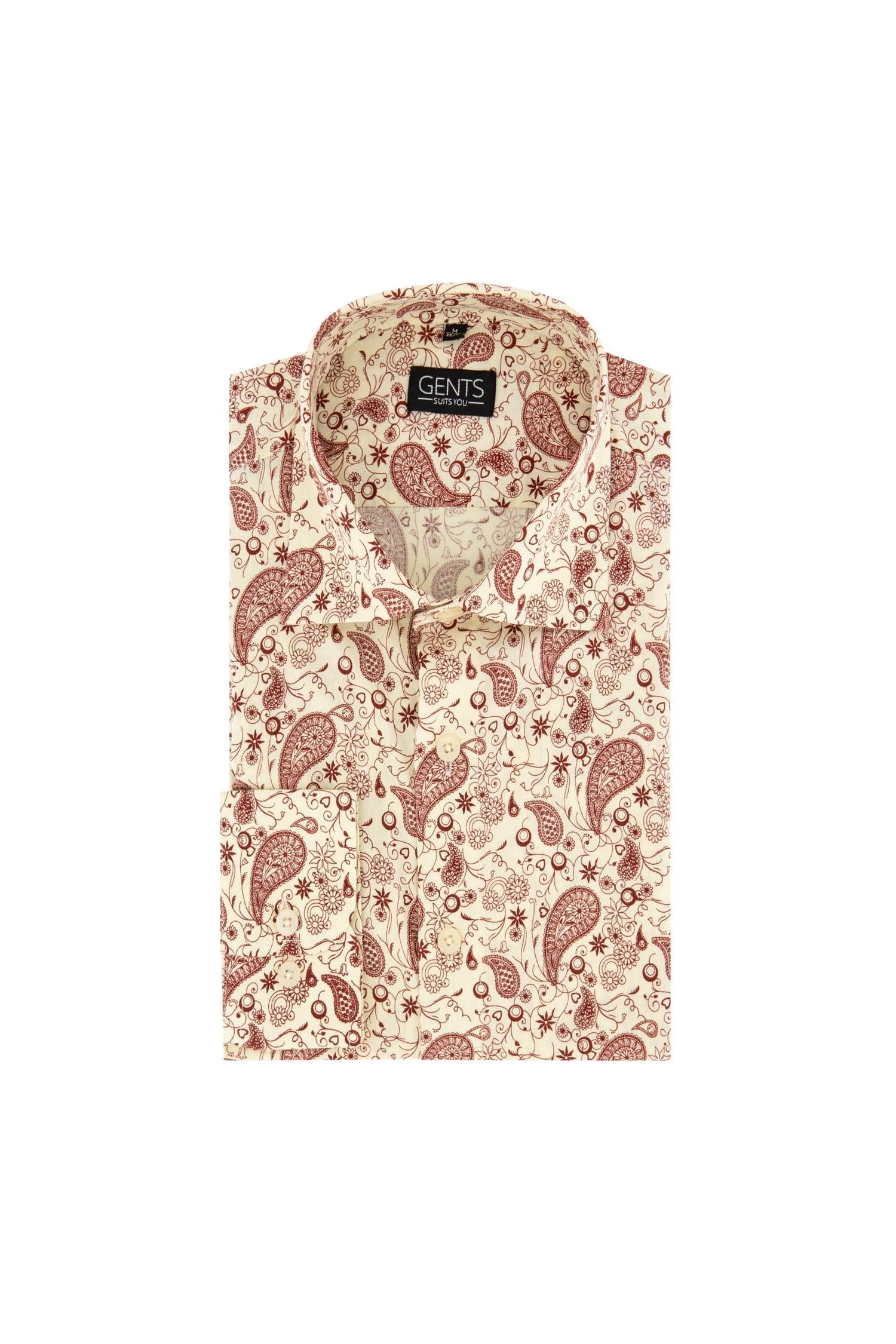 Chemise imprimé cachemire blanc-rouge — afbeelding 3