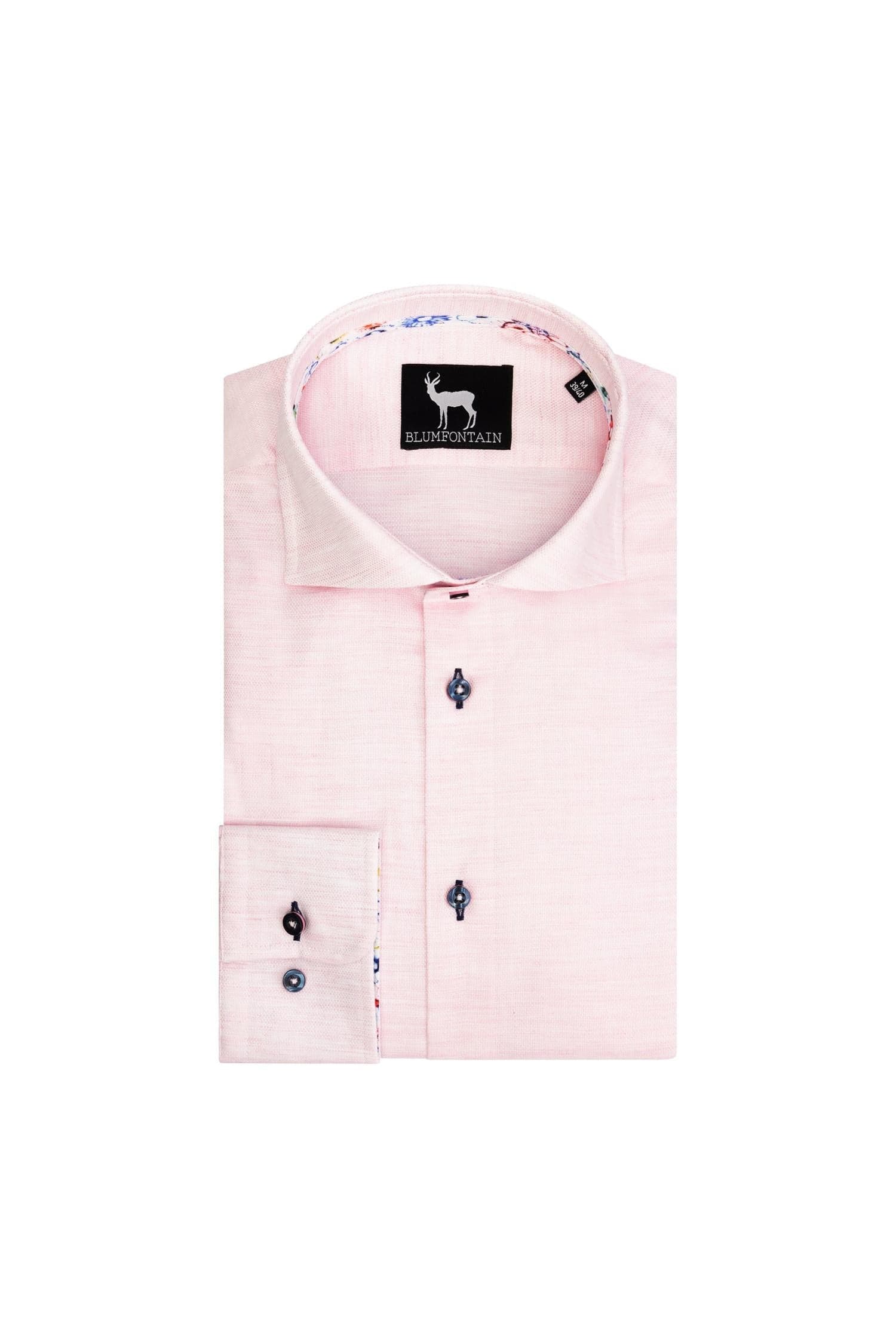 Blumfontain uni linnenlook Roze lichtroze overhemd met linnenlook en ademend katoen.