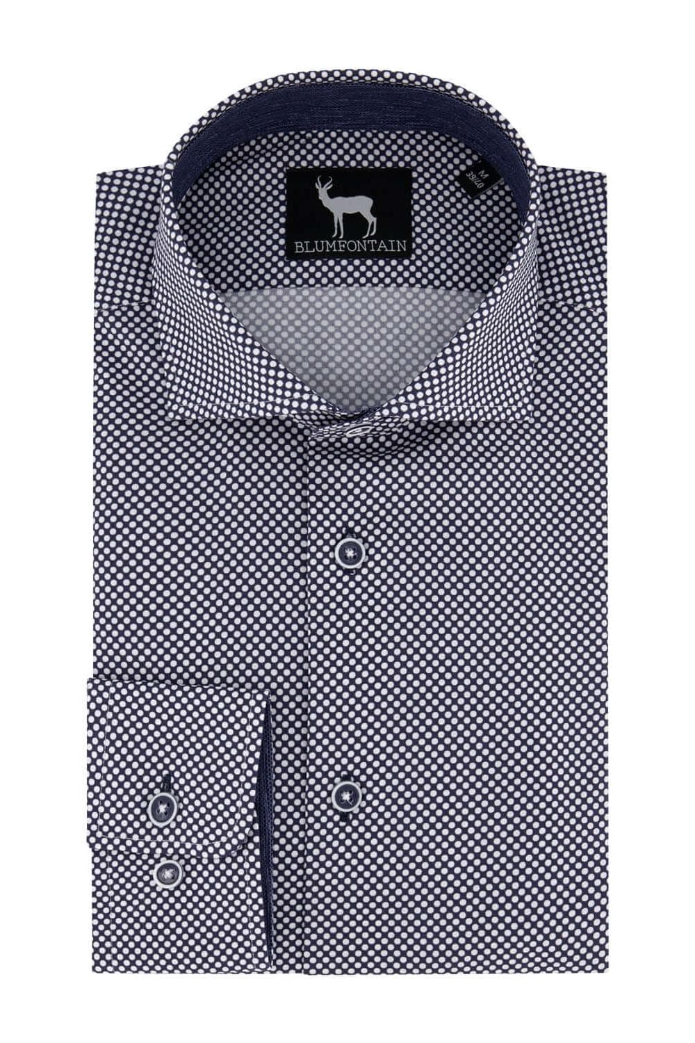 Blumfontain print bal overhemd met modern patroon en button-down kraag, ideaal voor stijlvolle gelegenheden.
