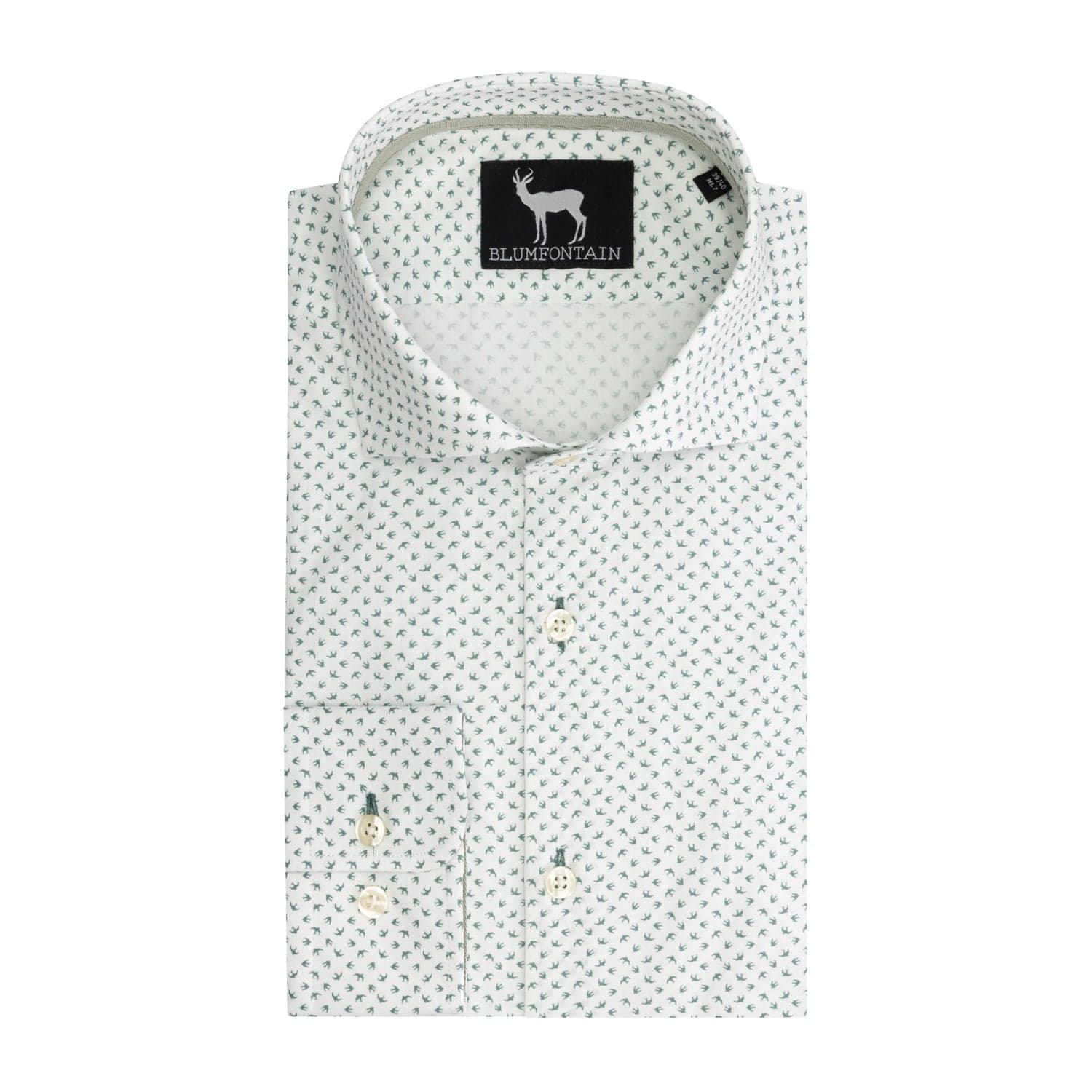 Hemd Blumfontain zwaluw print extra lange mouw groen — afbeelding 4