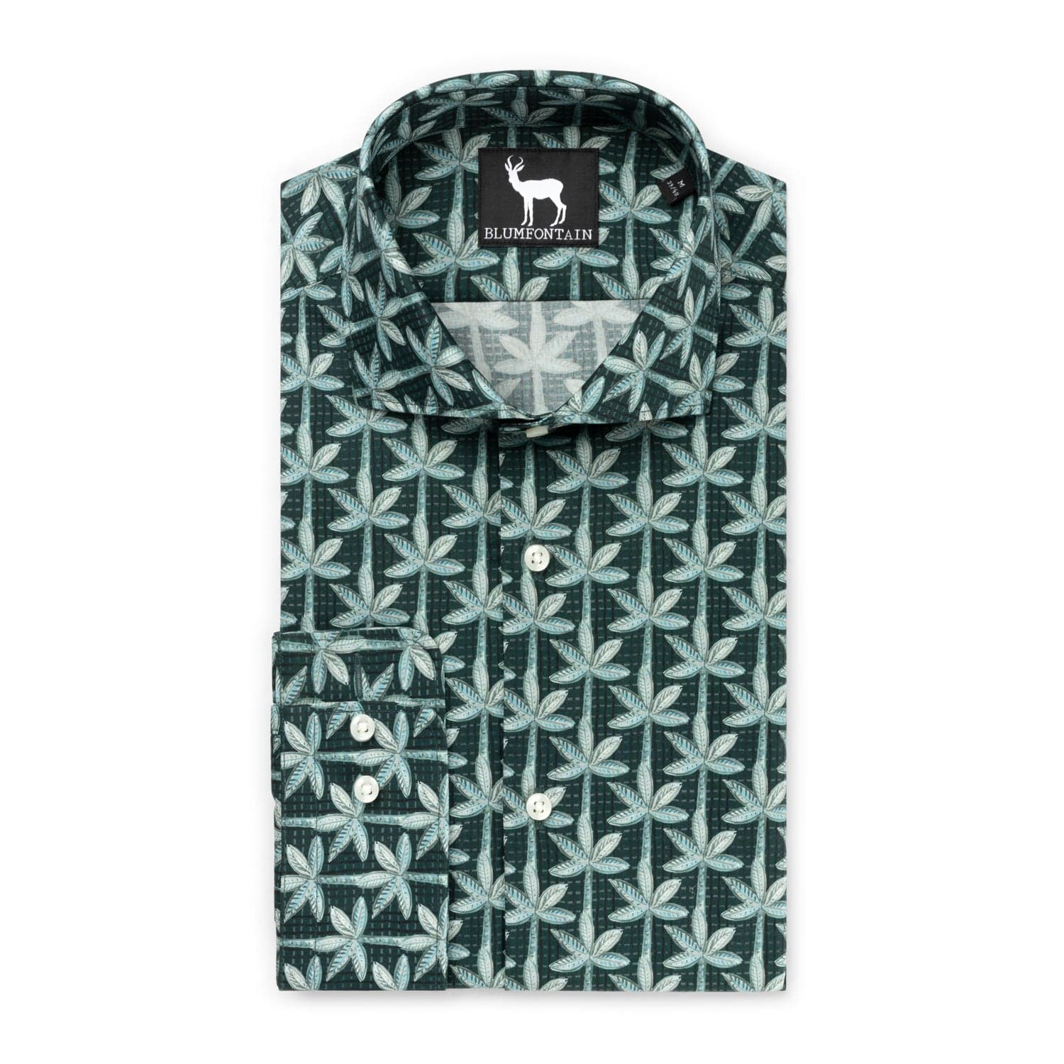 Overhemd Blumfontain bloemprint groen — afbeelding 4
