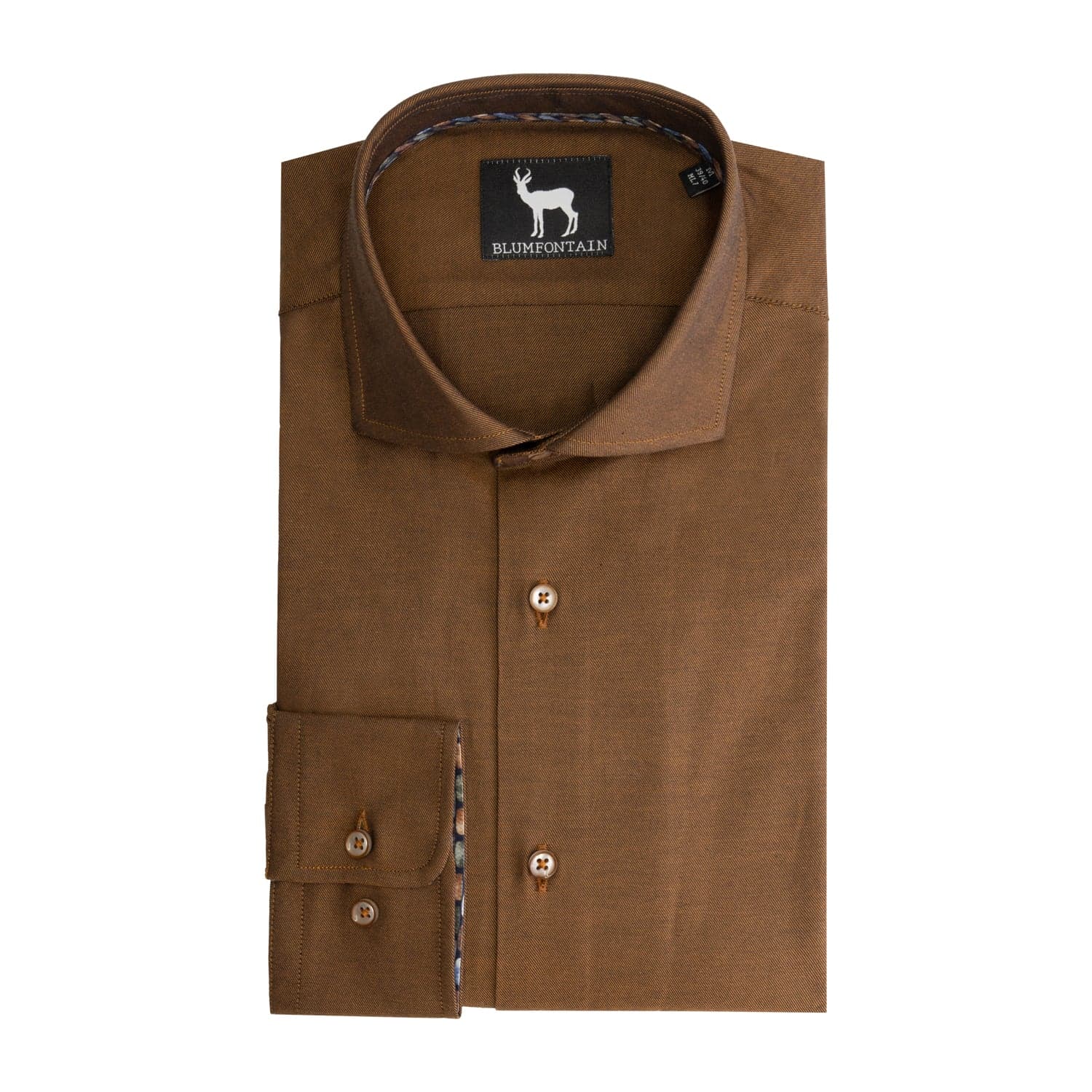 Hemd uni mosterd bruin extra lange mouw — afbeelding 4