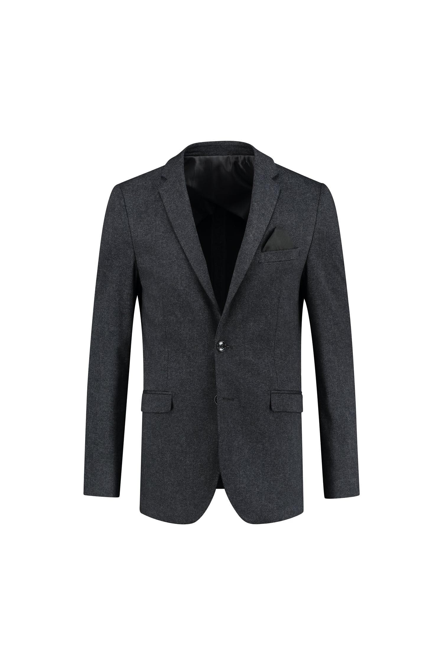 Colbert miniruitje grijs-blauw, elegante grijs-blauwe blazer met ademend materiaal, perfect voor casual en formele gelegenheden.