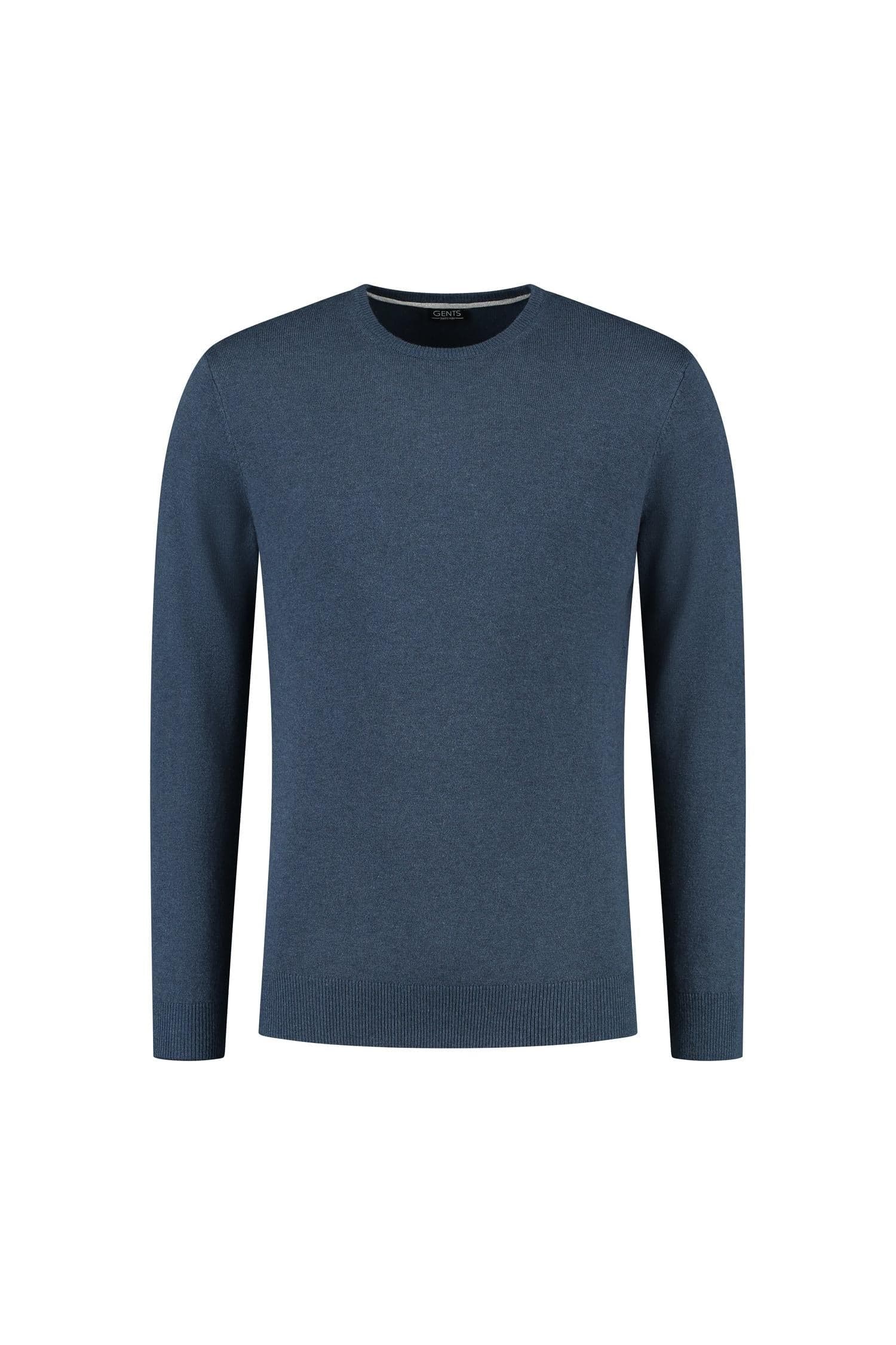 Ronde hals denim trui in blauw met regular-fit voor herfst en winter