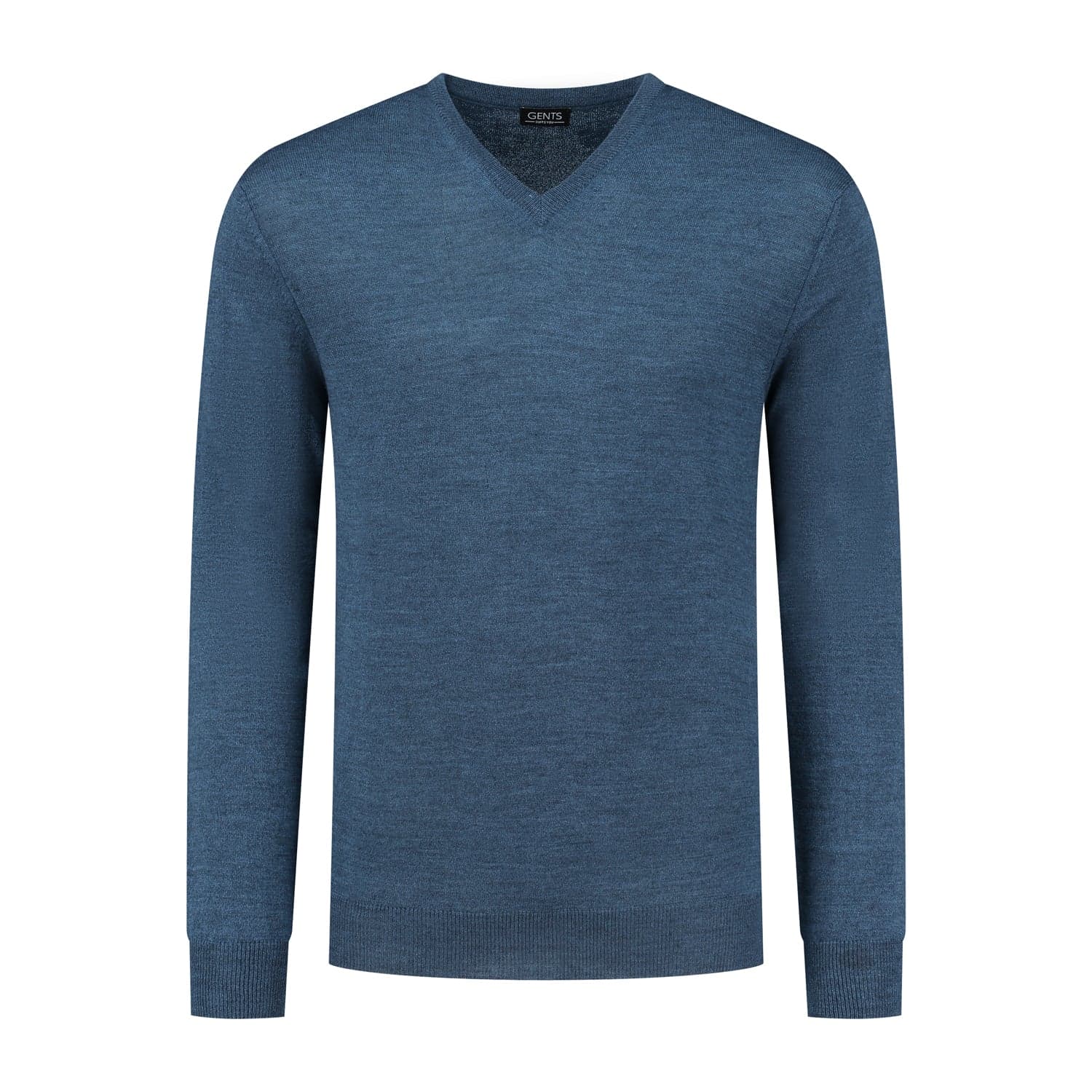 V-neck merinoblend blauw — afbeelding 4